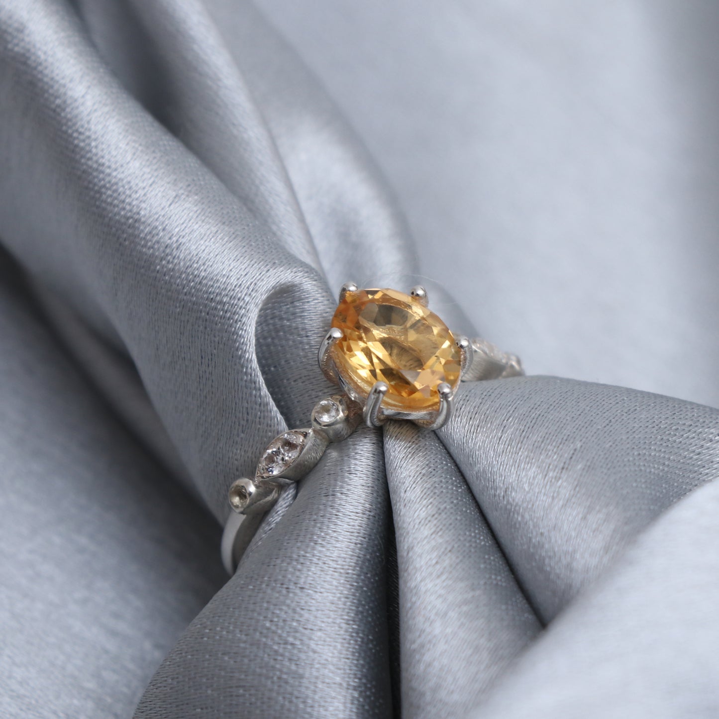 Natural Citrine Solitaire Ring-925 Sterling Silver Gemstone Jewelry-730 PILWALS