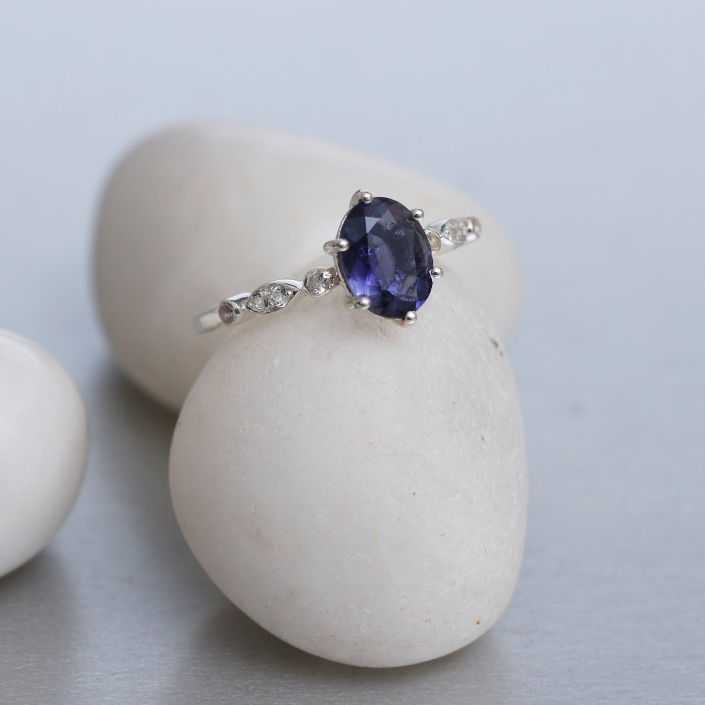 Stunning Iolite Ring, Natural Iolite Oval Designer Ring-730 PILWALS