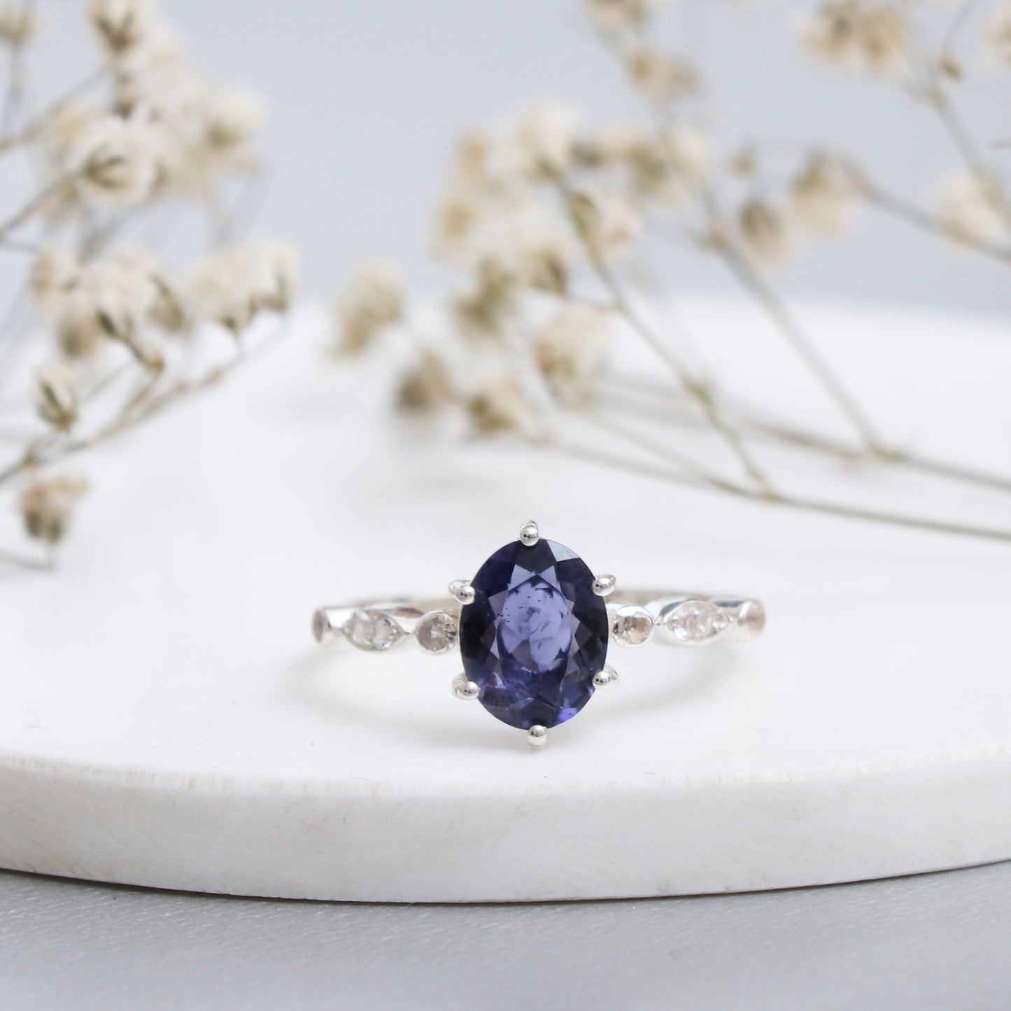 Stunning Iolite Ring, Natural Iolite Oval Designer Ring-730 PILWALS