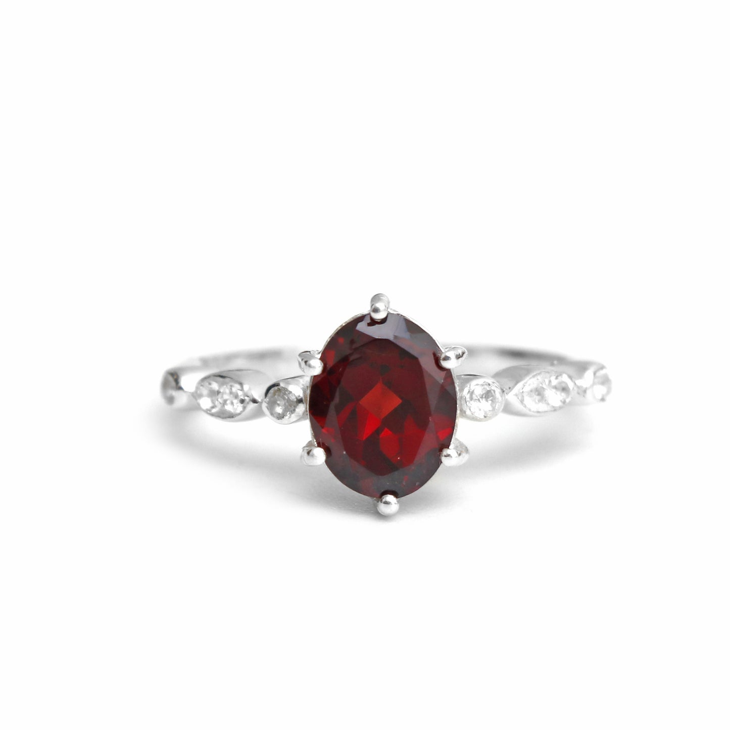 Delicate Garnet Engagement Ring, Natural Garnet Ring For Women-730 PILWALS