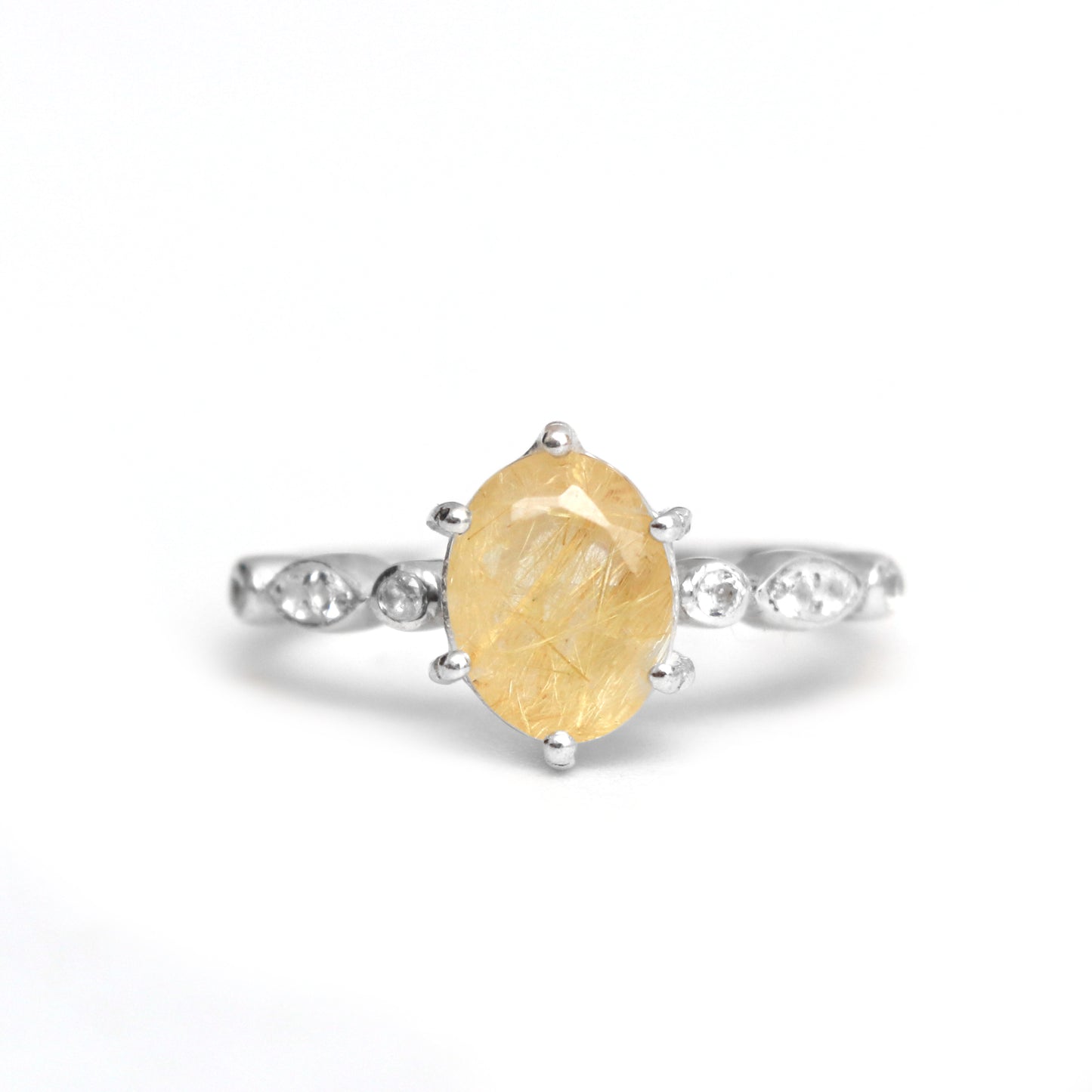 Amazing Rutile Quartz Silver Ring, Gorgeous Golden Rutile Gemstone Ring-730 PILWALS