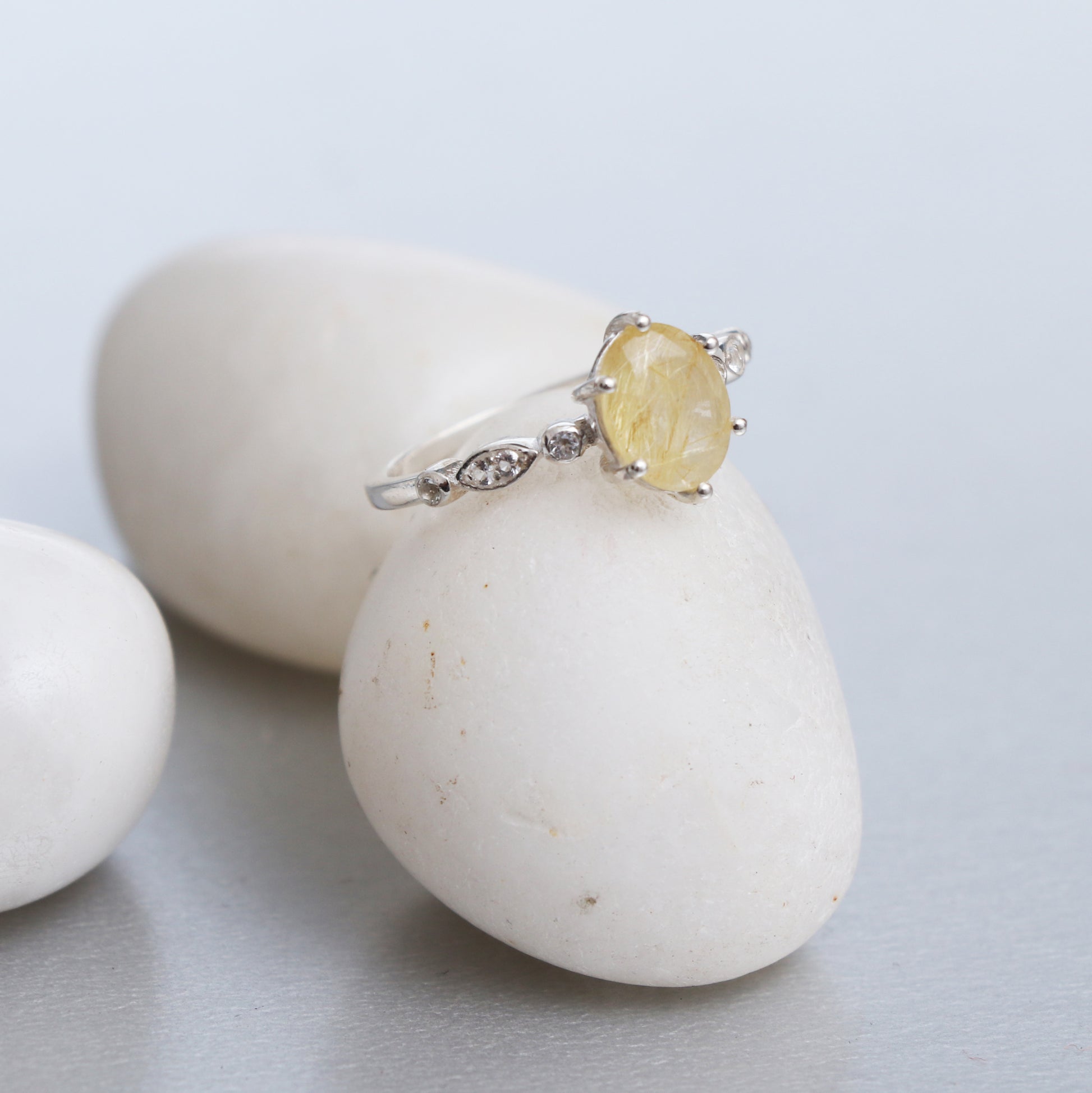 Amazing Rutile Quartz Silver Ring, Gorgeous Golden Rutile Gemstone Ring-730 PILWALS