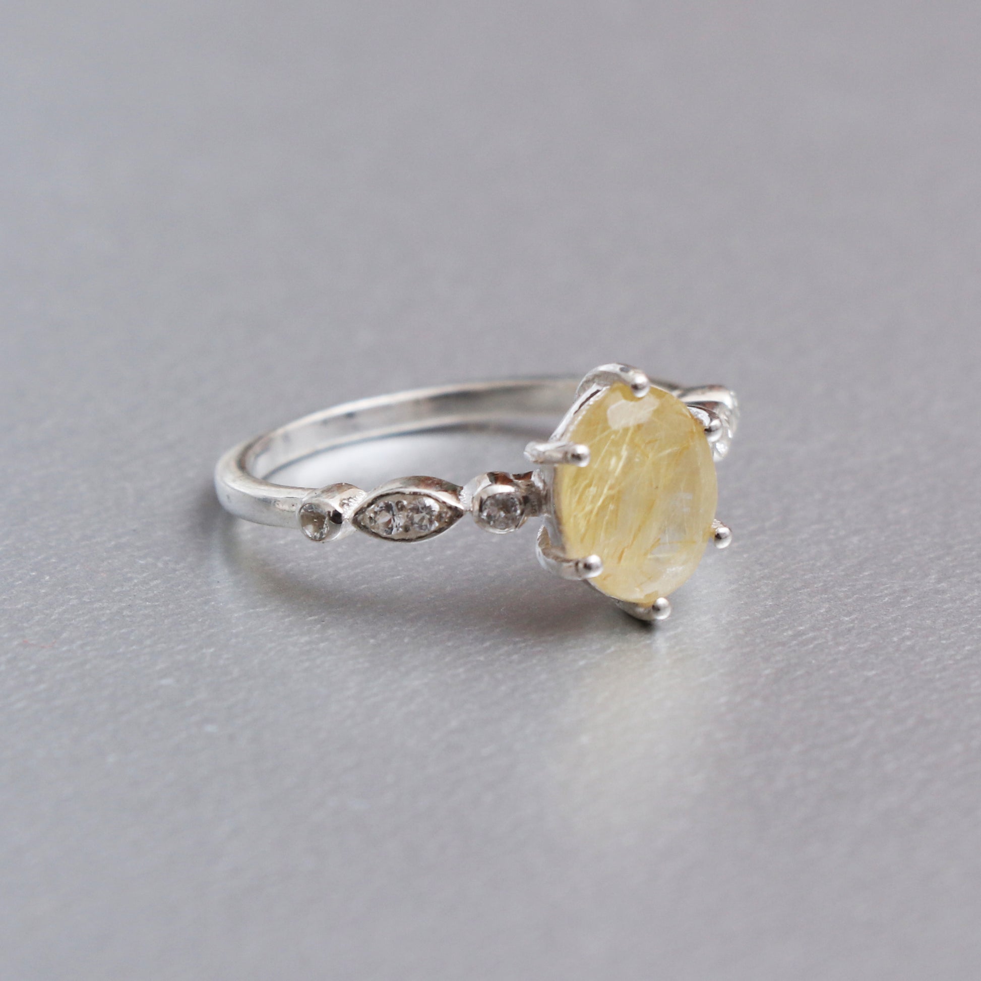 Amazing Rutile Quartz Silver Ring, Gorgeous Golden Rutile Gemstone Ring-730 PILWALS