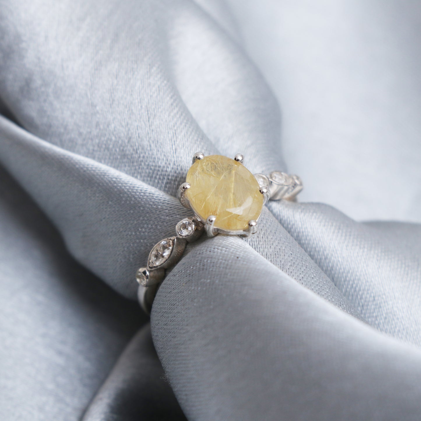 Amazing Rutile Quartz Silver Ring, Gorgeous Golden Rutile Gemstone Ring-730 PILWALS