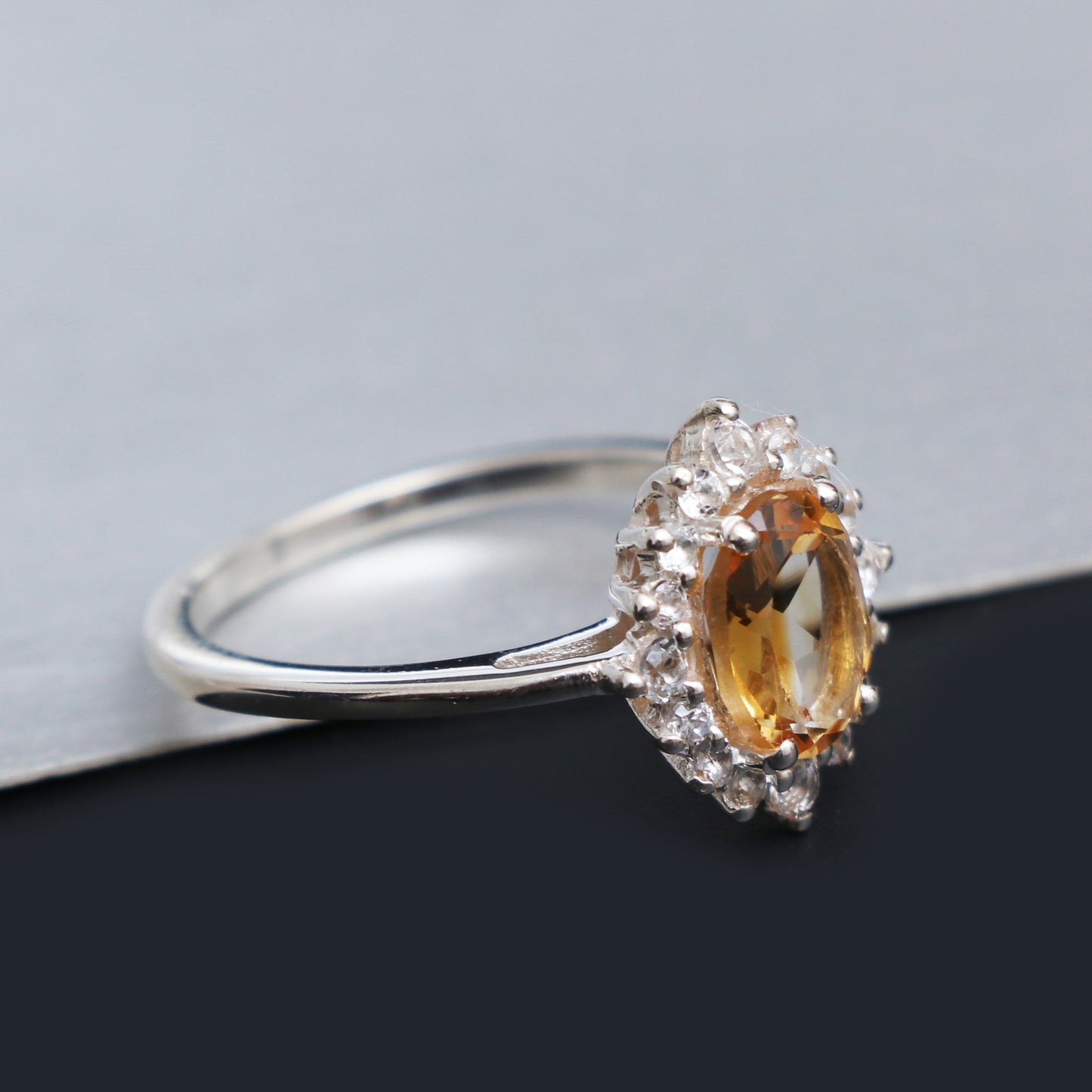 100% Unique Citrine Ring Set-Golden Citrine Promise Ring-739 PILWALS