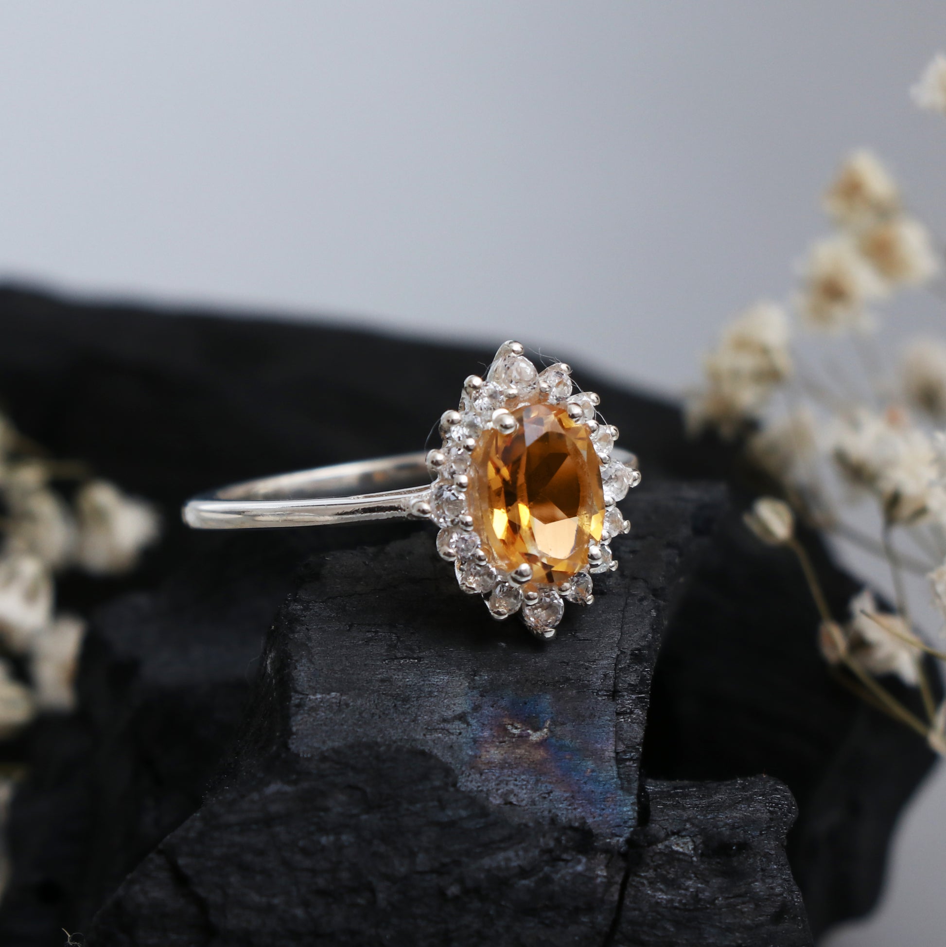 100% Unique Citrine Ring Set-Golden Citrine Promise Ring-739 PILWALS