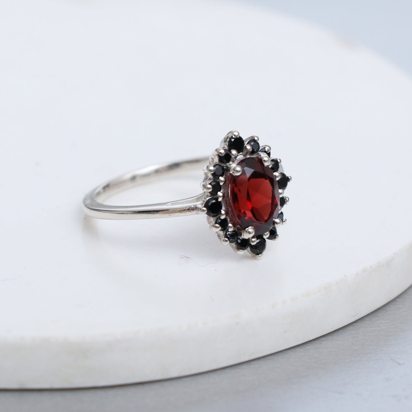 Dainty Garnet Engagement Ring-Genuine Garnet Vintage Ring-739 PILWALS