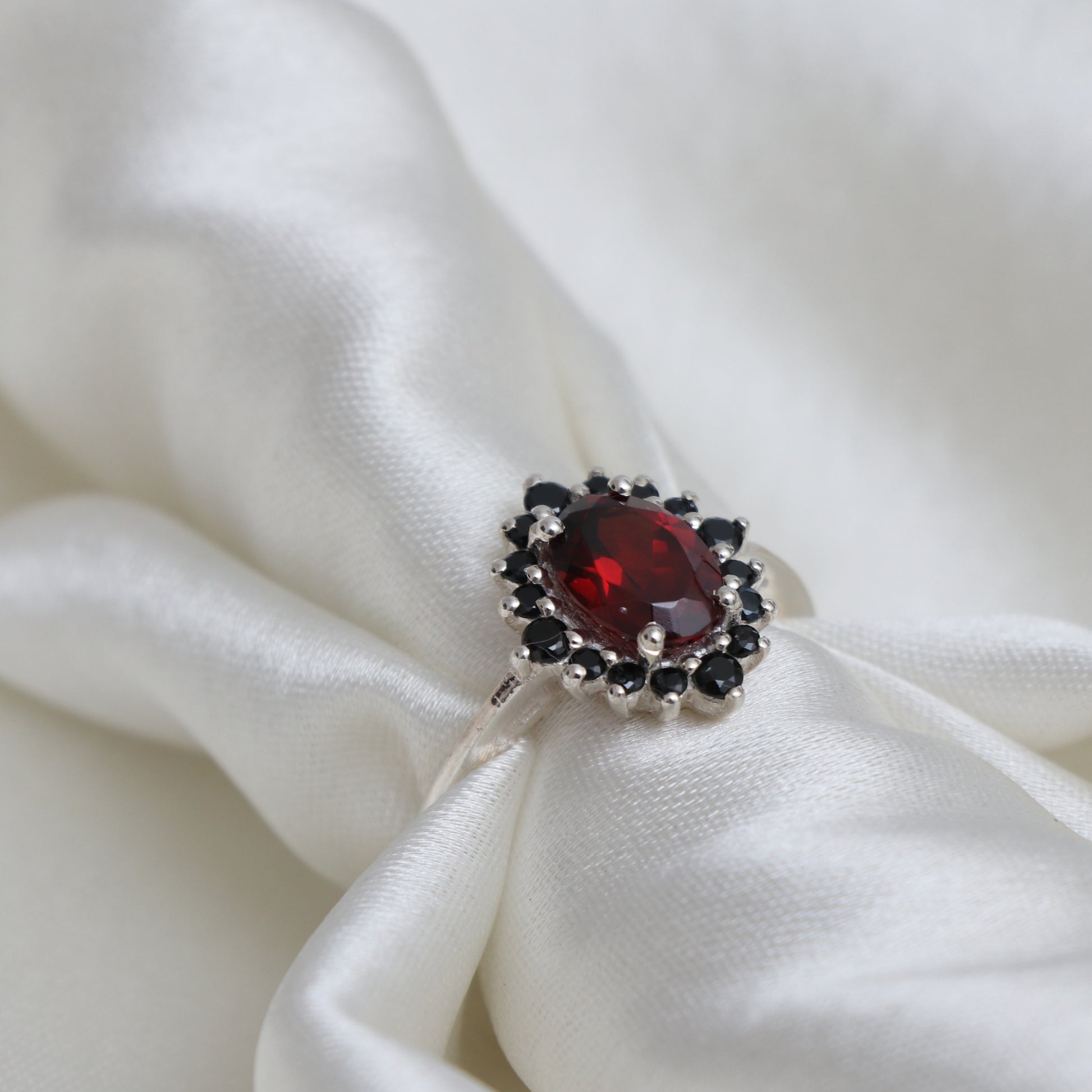 Dainty Garnet Engagement Ring-Genuine Garnet Vintage Ring-739 PILWALS