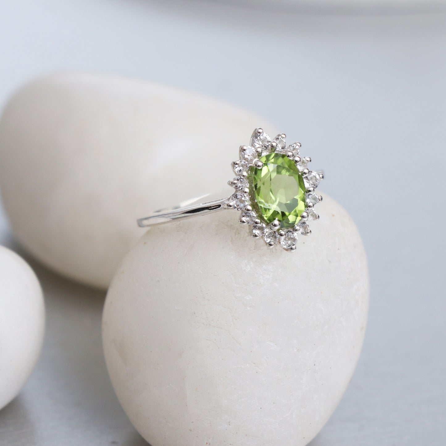 Stunning Green Peridot Promise Ring, Natural Peridot Ring-739 PILWALS