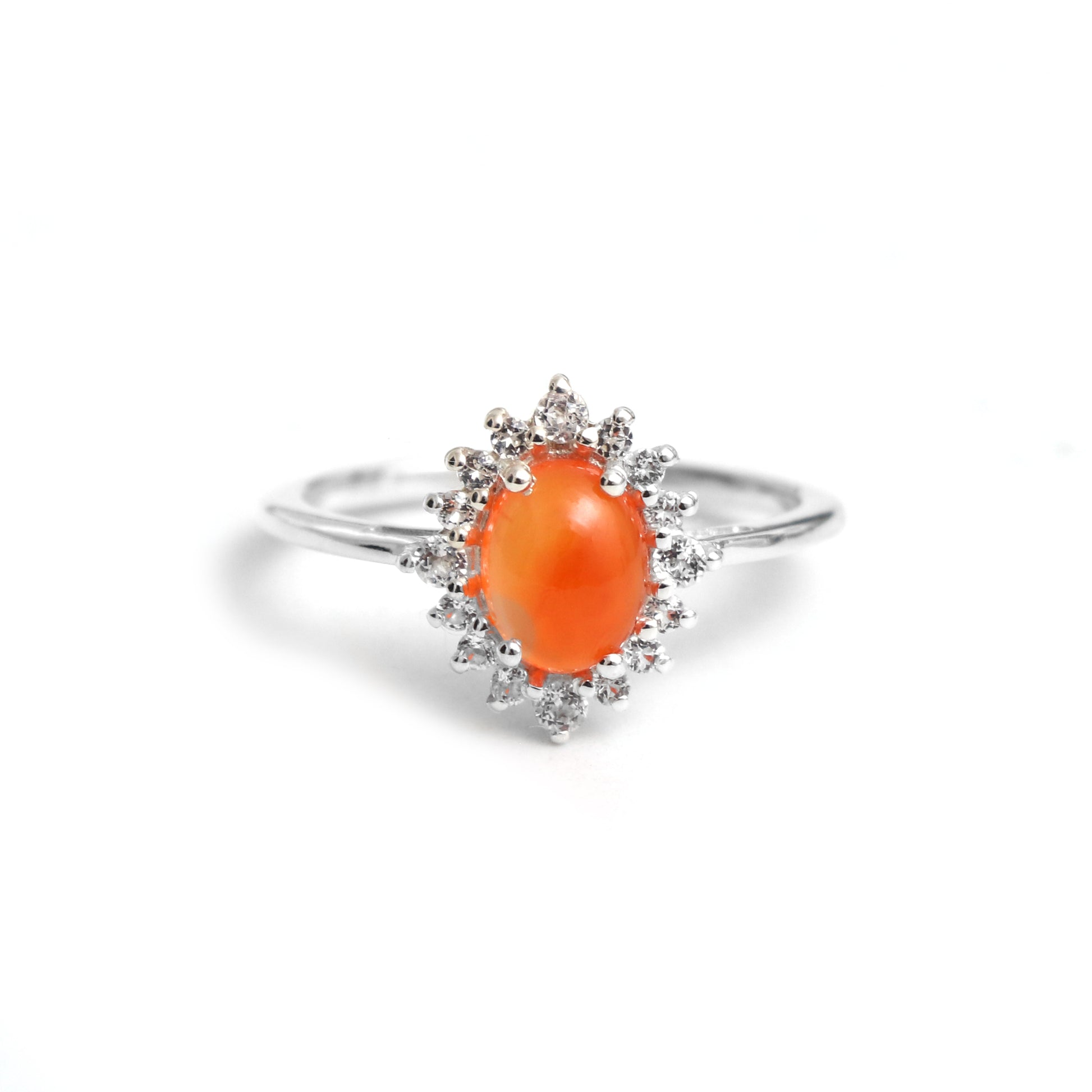 Unique Carnelian Stone Cluster Ring, Delicate Carnelian Rings-739 PILWALS