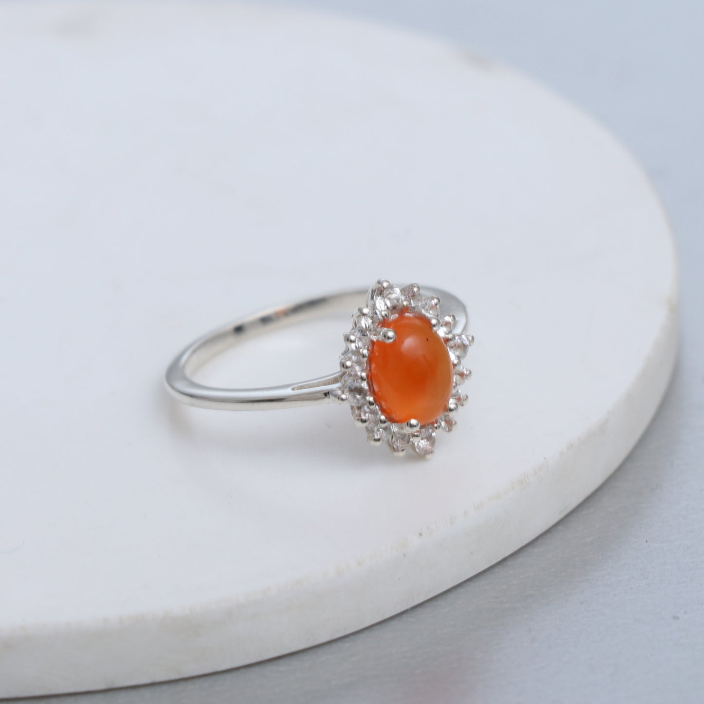 Unique Carnelian Stone Cluster Ring, Delicate Carnelian Rings-739 PILWALS