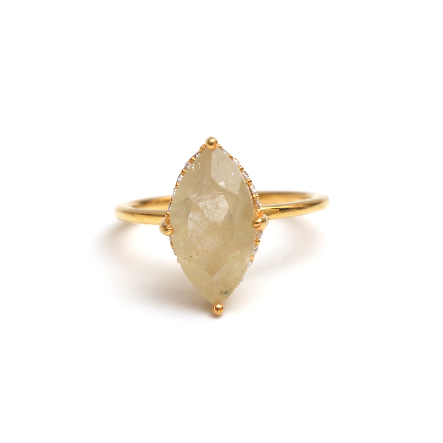 100% Natural Golden Rutile Ring, Rutile Quartz Handmade Ring-1033 PILWALS