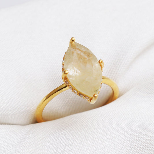 100% Natural Golden Rutile Ring, Rutile Quartz Handmade Ring-1033 PILWALS