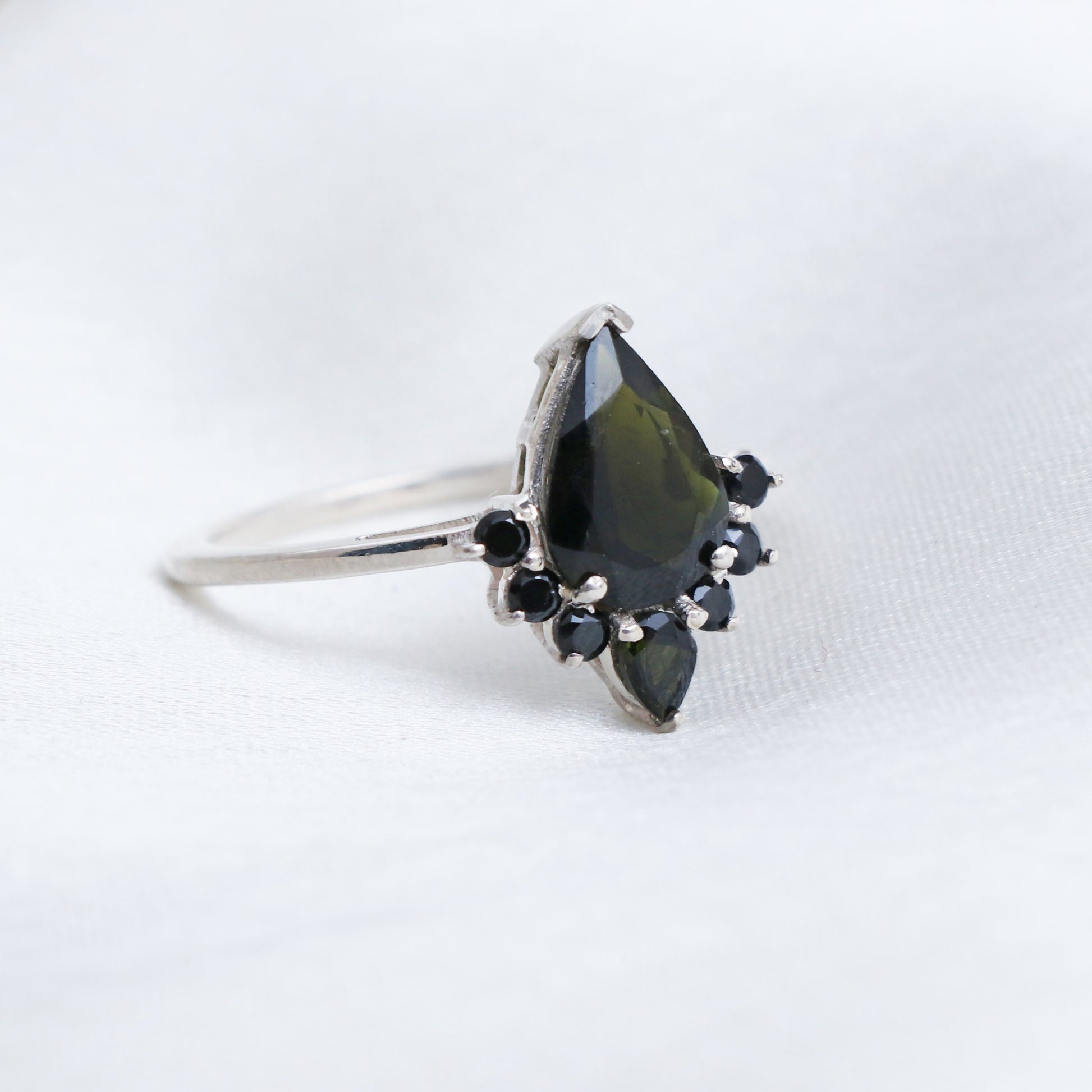 Green Tourmaline Anniversary Ring, 925 Silver Birthstone Ring-707 PILWALS