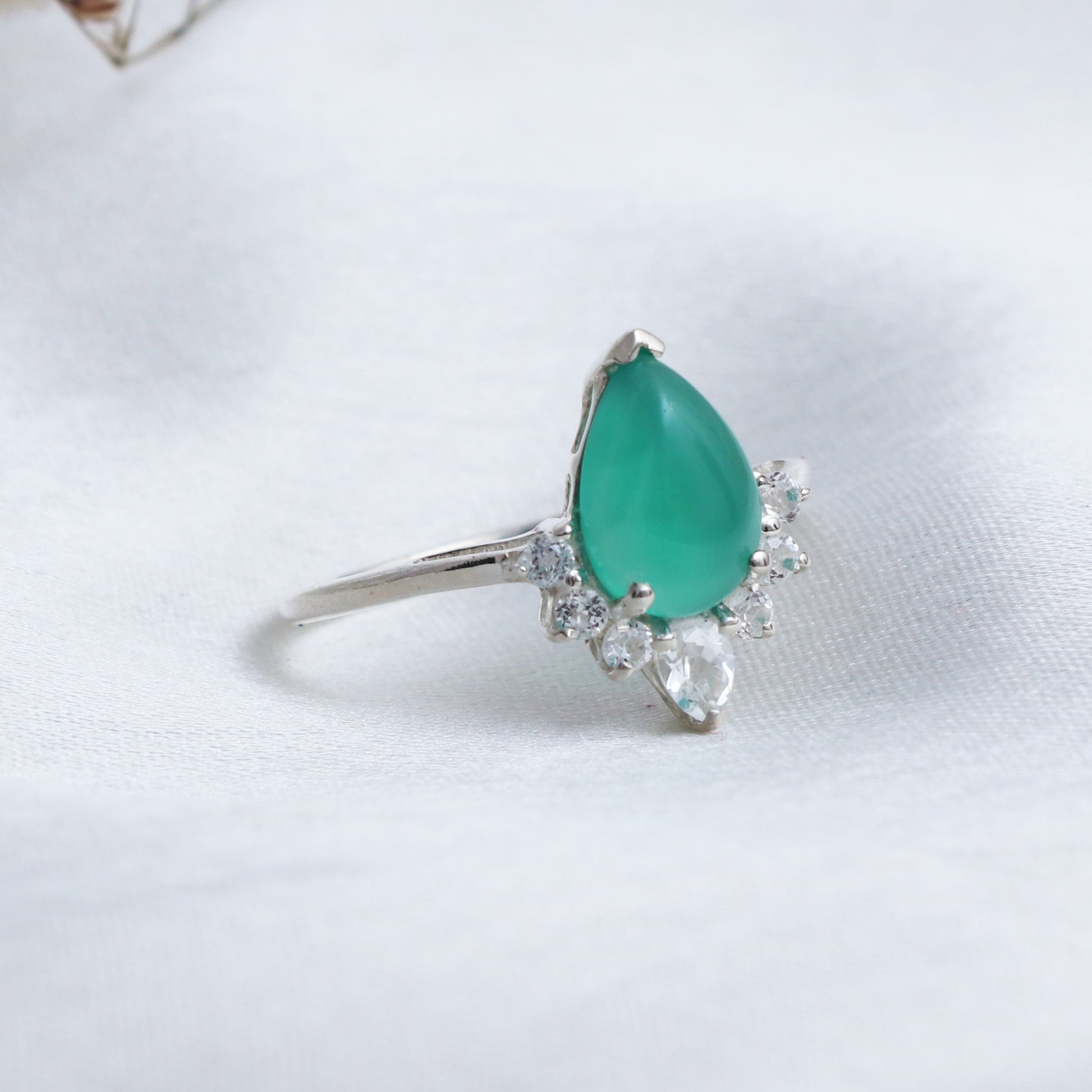 Green onyx ring, Natural Green Onyx Solitaire Ring-707 PILWALS