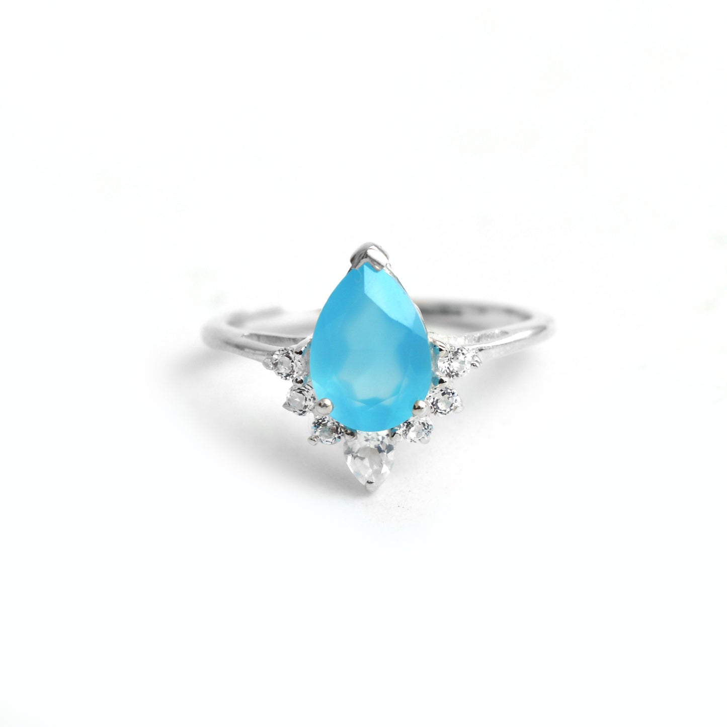 Natural Chalcedony Ring, Silver Chalcedony Statement Ring-707 PILWALS