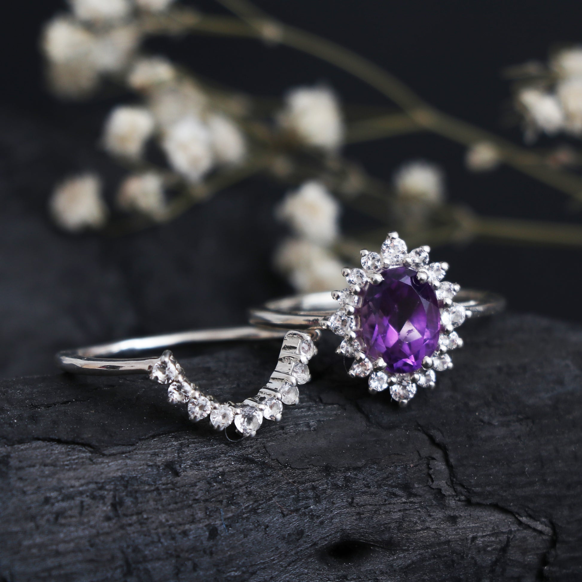 Delicate Lavender Amethyst Ring-Purple Amethyst Engagement Ring-739 PILWALS