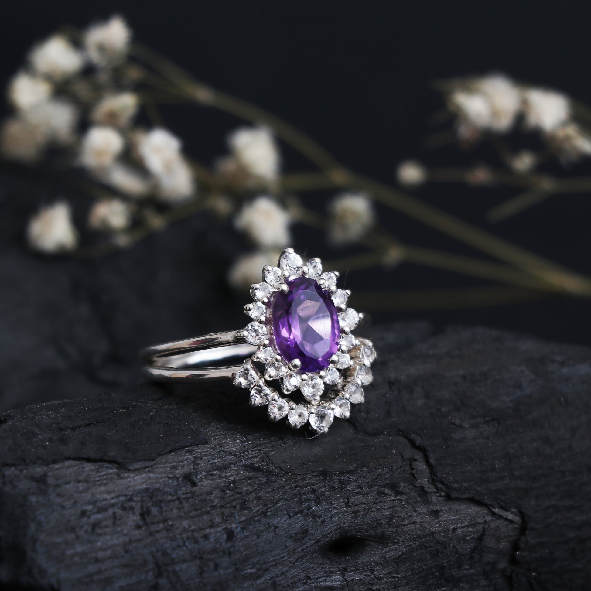 Delicate Lavender Amethyst Ring-Purple Amethyst Engagement Ring-739 PILWALS