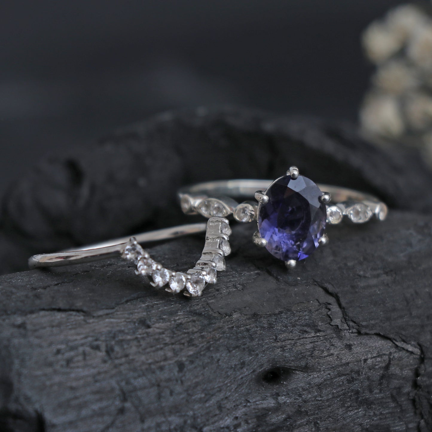 Stunning Iolite Ring, Natural Iolite Oval Designer Ring-730 PILWALS