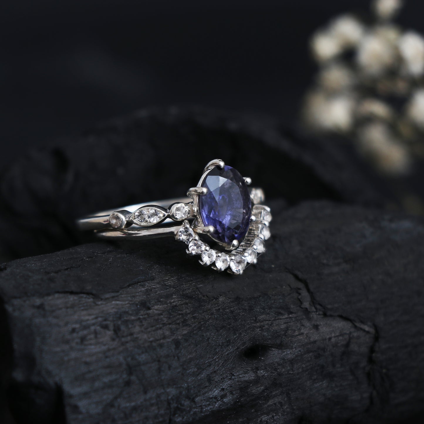 Stunning Iolite Ring, Natural Iolite Oval Designer Ring-730 PILWALS