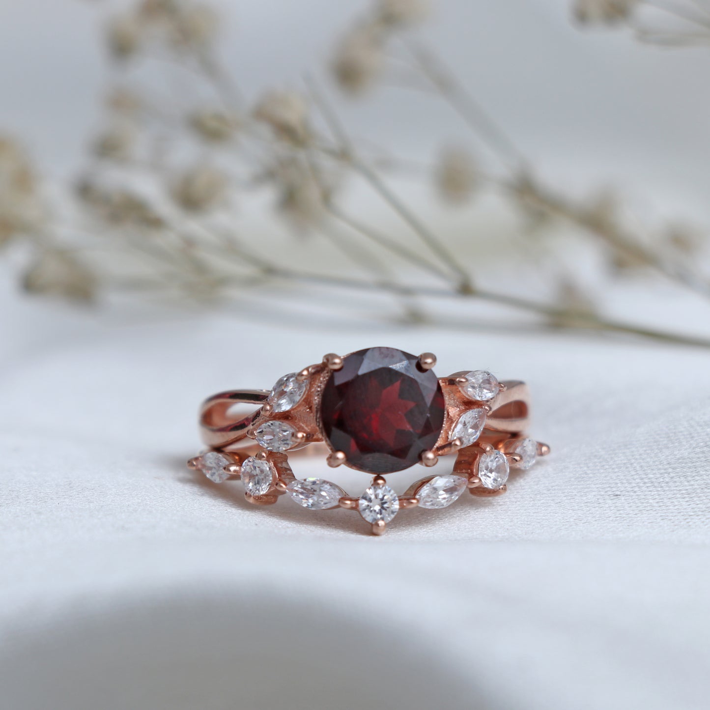 Dainty Garnet Promise Ring-Natural Garnet Delicate Ring-631 PILWALS