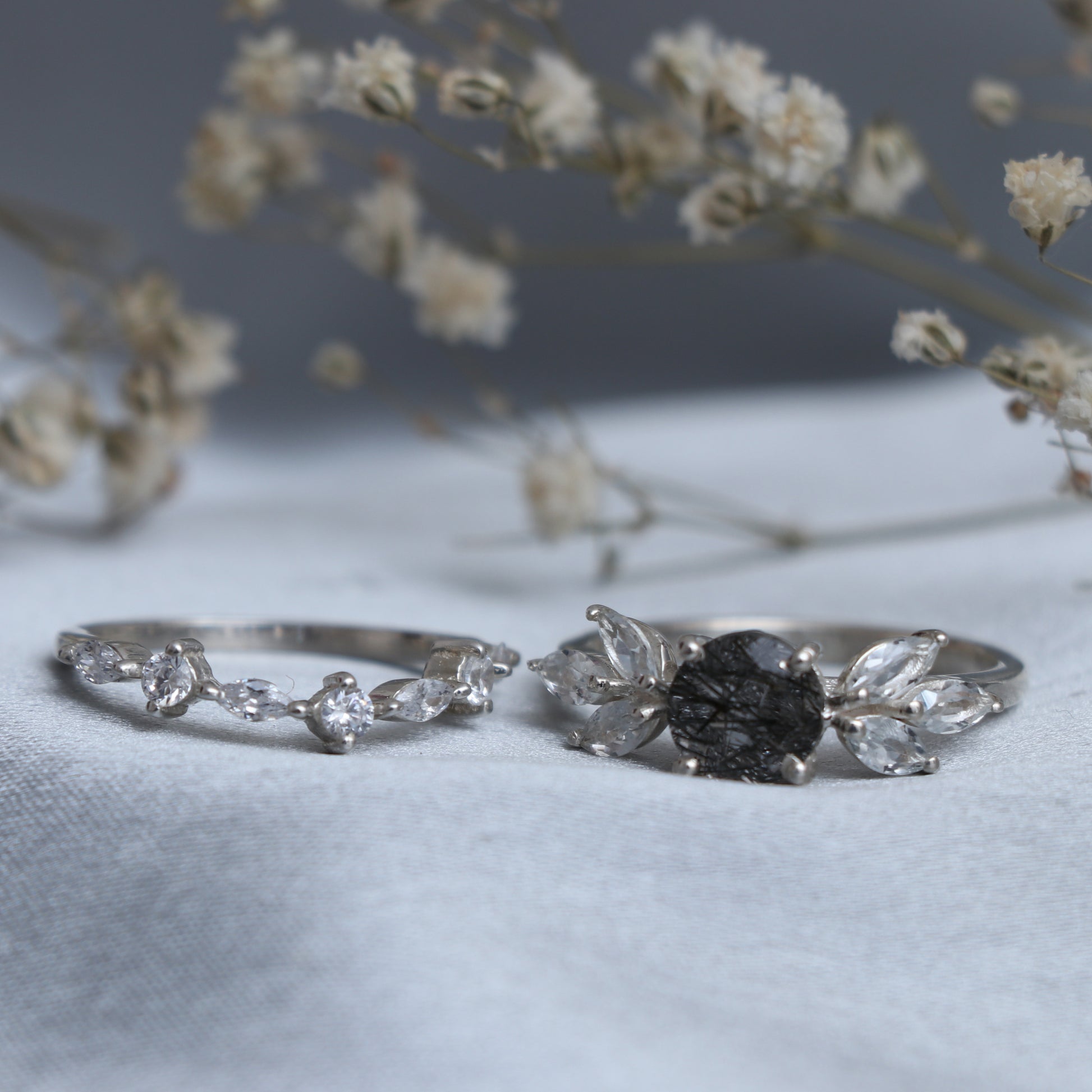 Beautiful Natural Black Rutile Engagement Ring-632 PILWALS