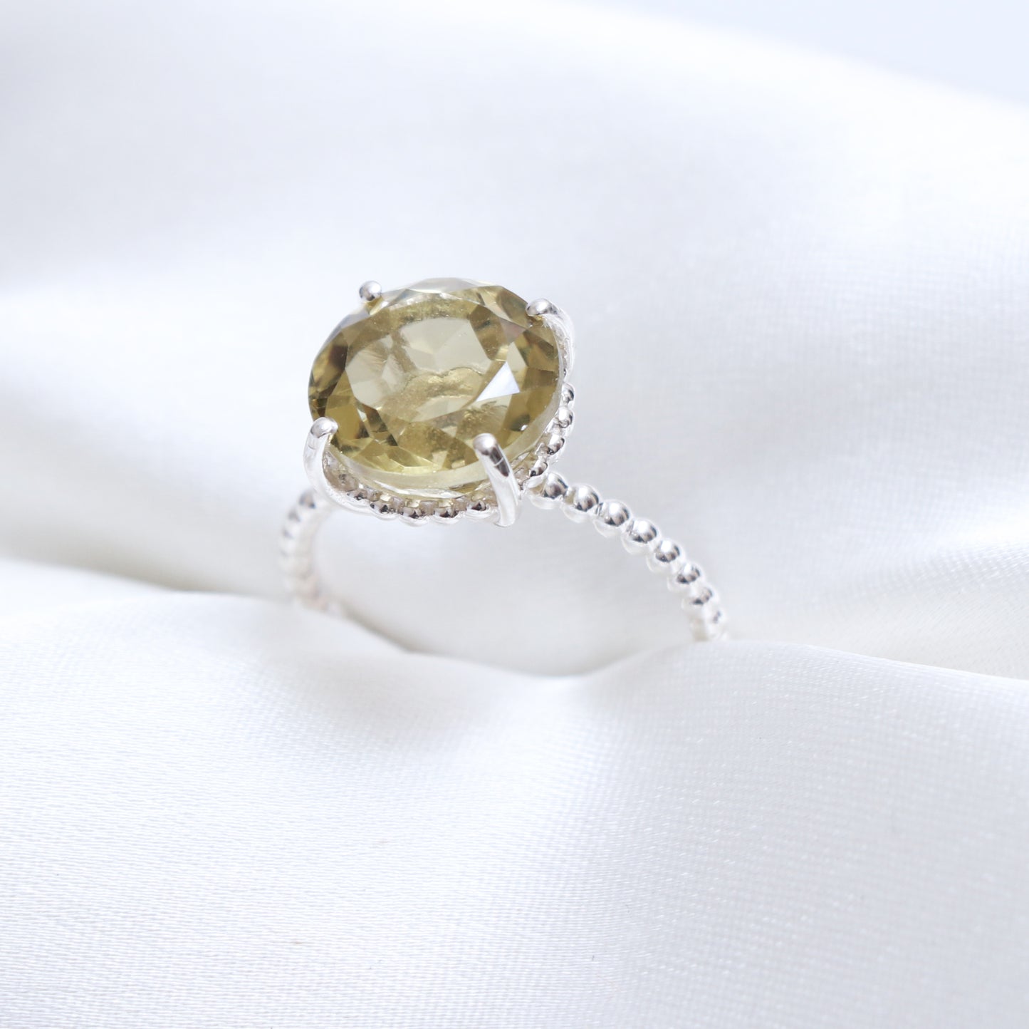 Trendy Lemon Quartz Sterling Silver Ring-1045 PILWALS