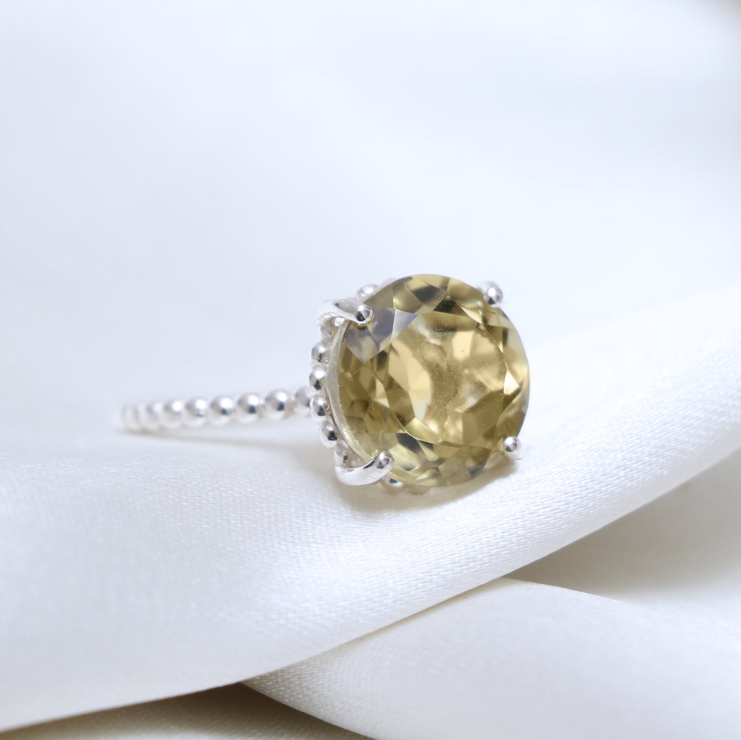 Trendy Lemon Quartz Sterling Silver Ring-1045 PILWALS