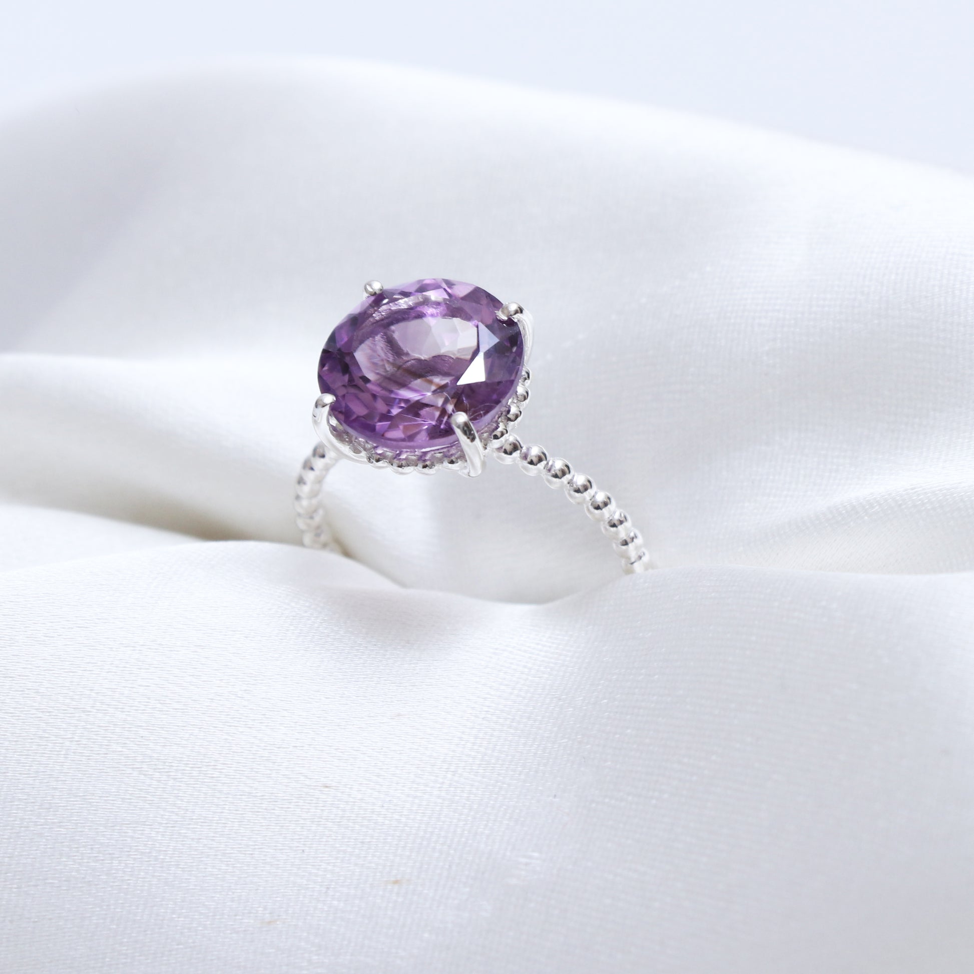 Natural Amethyst Ring-Round Amethyst Ring-1045 PILWALS