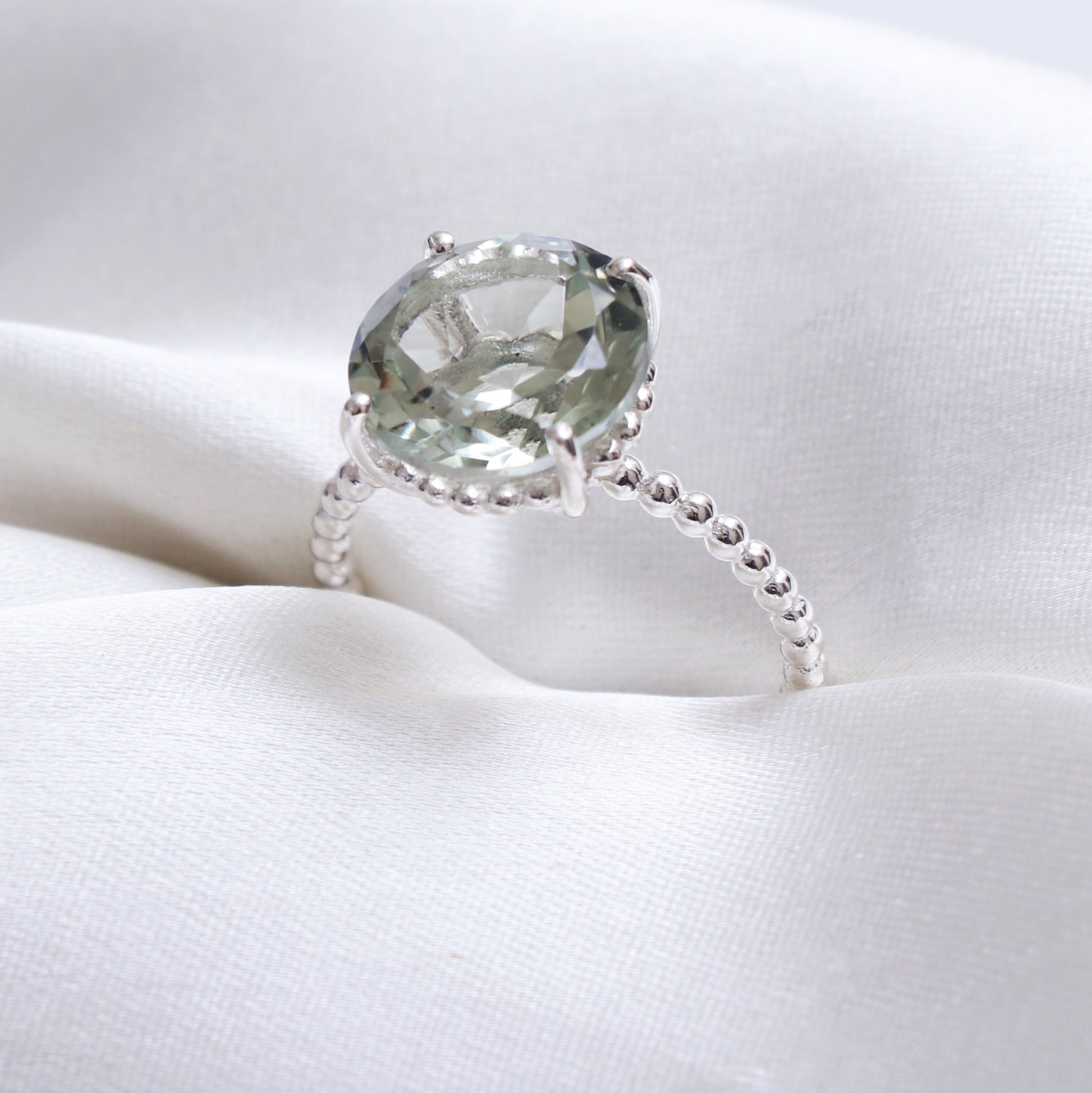 5 Carat Natural Green Amethyst Gemstone Ring-1045 PILWALS