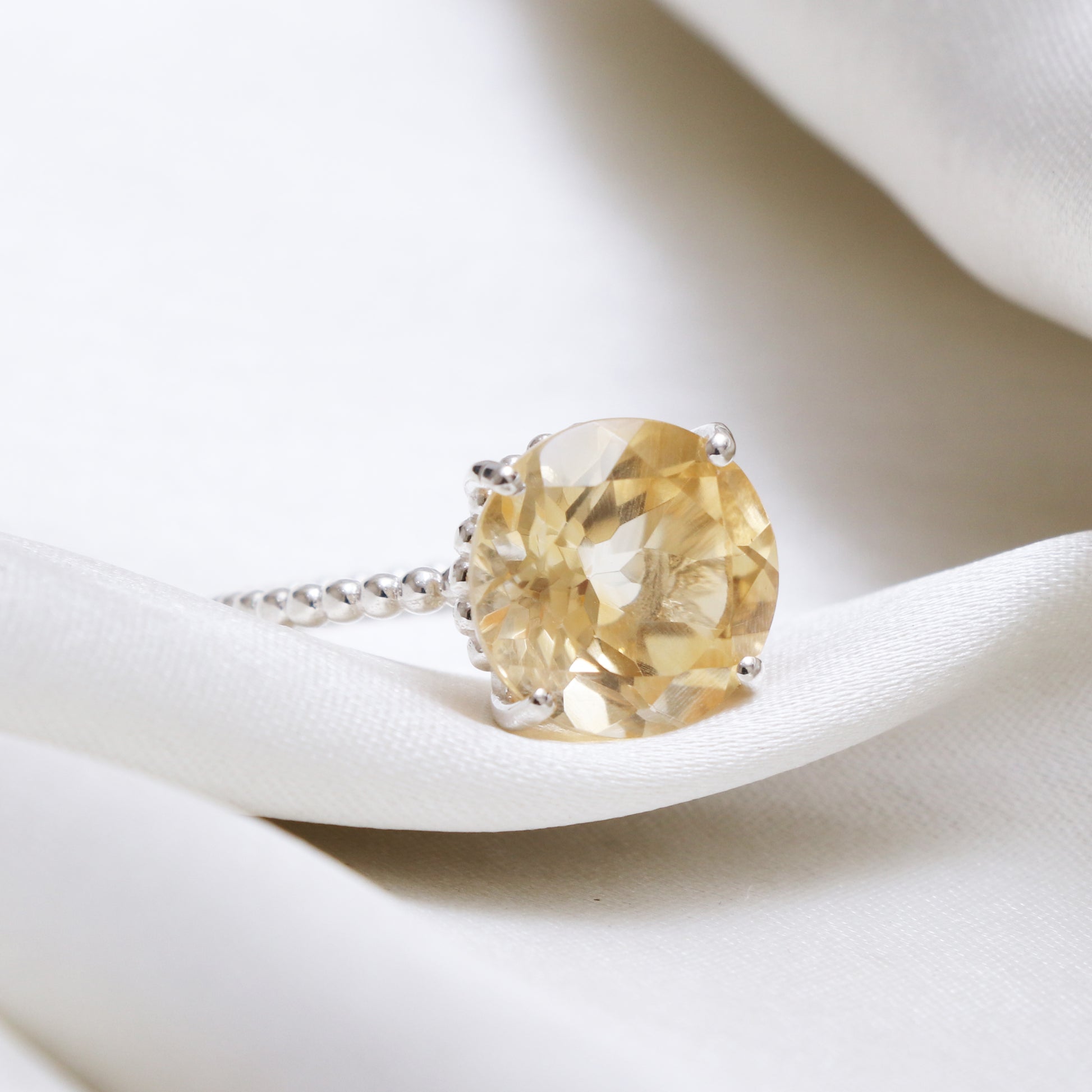 Sterling Silver Golden Citrine Ring-Natural Citrine Gemstone Ring-1045 PILWALS