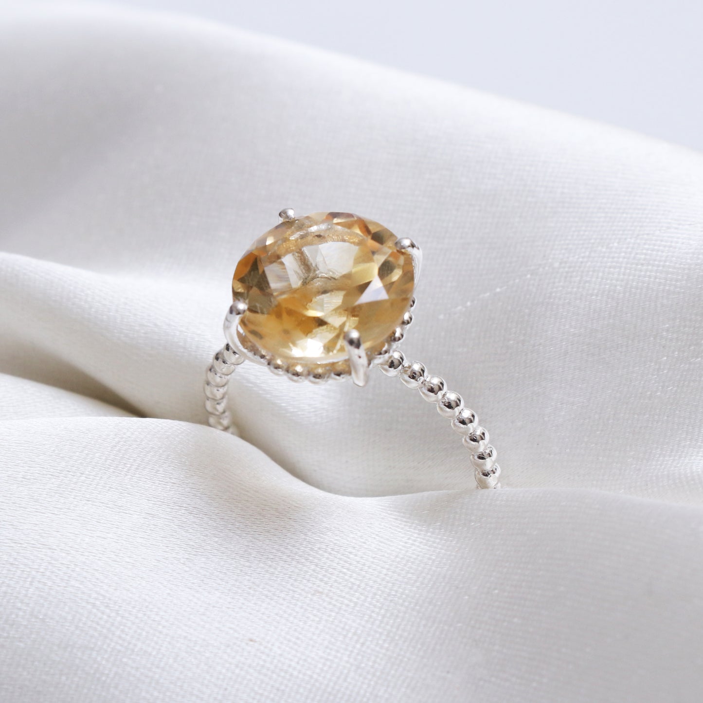 Sterling Silver Golden Citrine Ring-Natural Citrine Gemstone Ring-1045 PILWALS