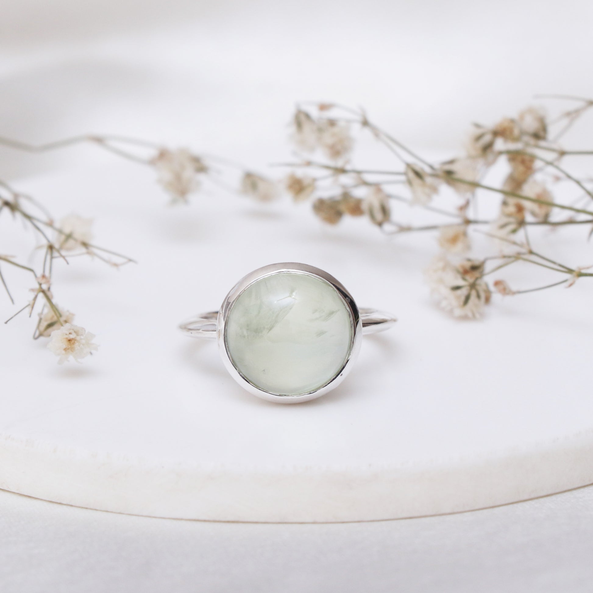 Natural Prehnite Gemstone Ring-Prehnite Birthstone Ring-738 PILWALS