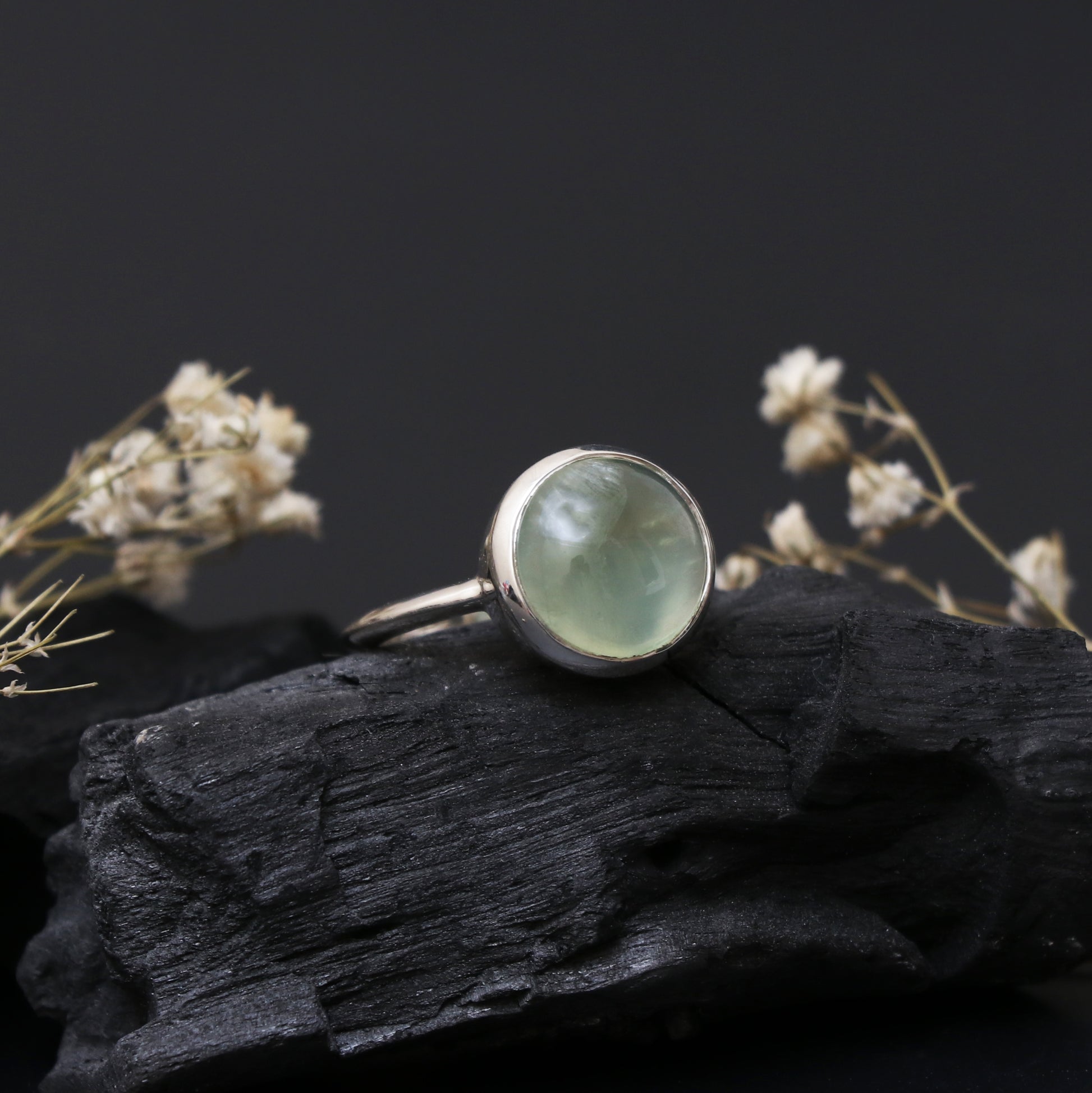 Natural Prehnite Gemstone Ring-Prehnite Birthstone Ring-738 PILWALS