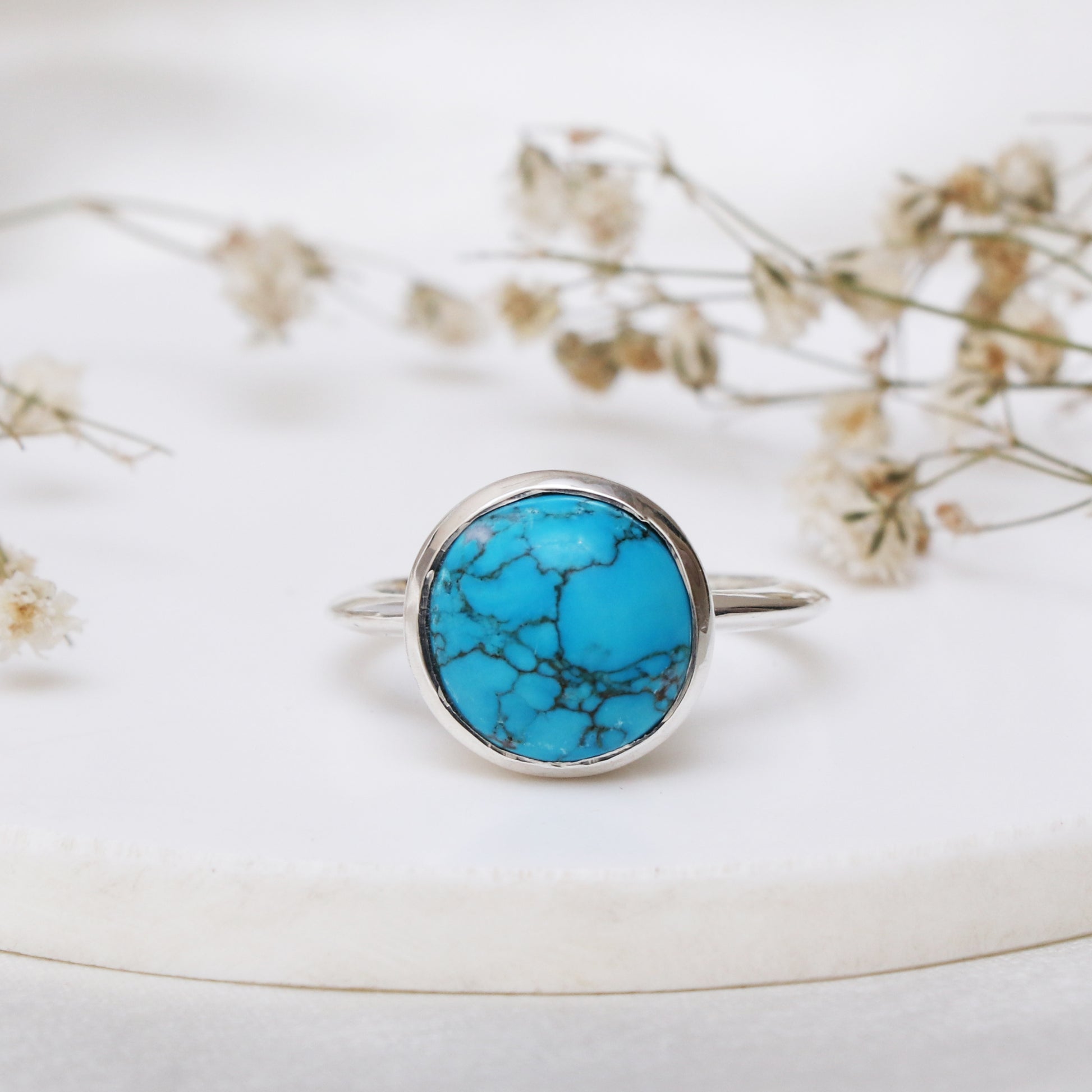 Natural Turquoise Ring, 925 Silver Turquoise Ring-738 PILWALS