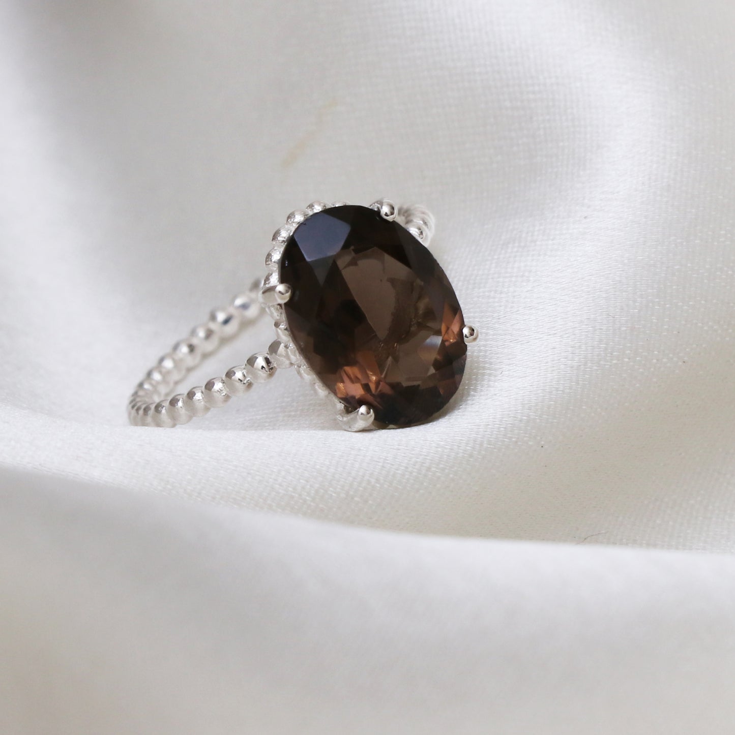 Natural Smoky Quartz Ring-Handmade Silver Ring-732 PILWALS