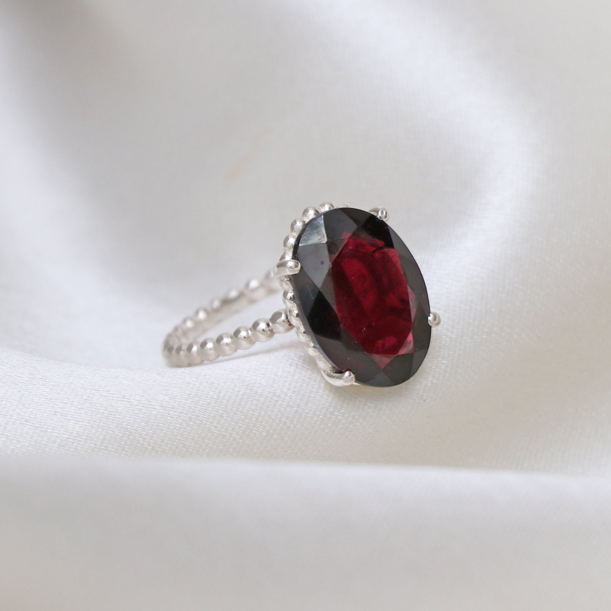 Red Garnet Engagement Ring-Oval Garnet Ring-732 PILWALS