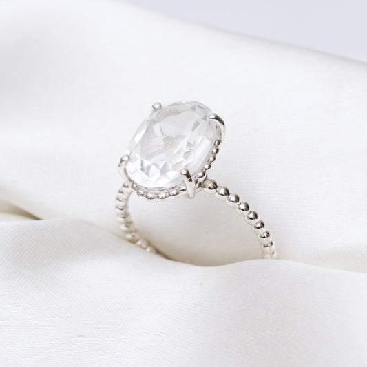 Crystal Quartz Ring-Clear Quartz Gemstone Ring-732 PILWALS