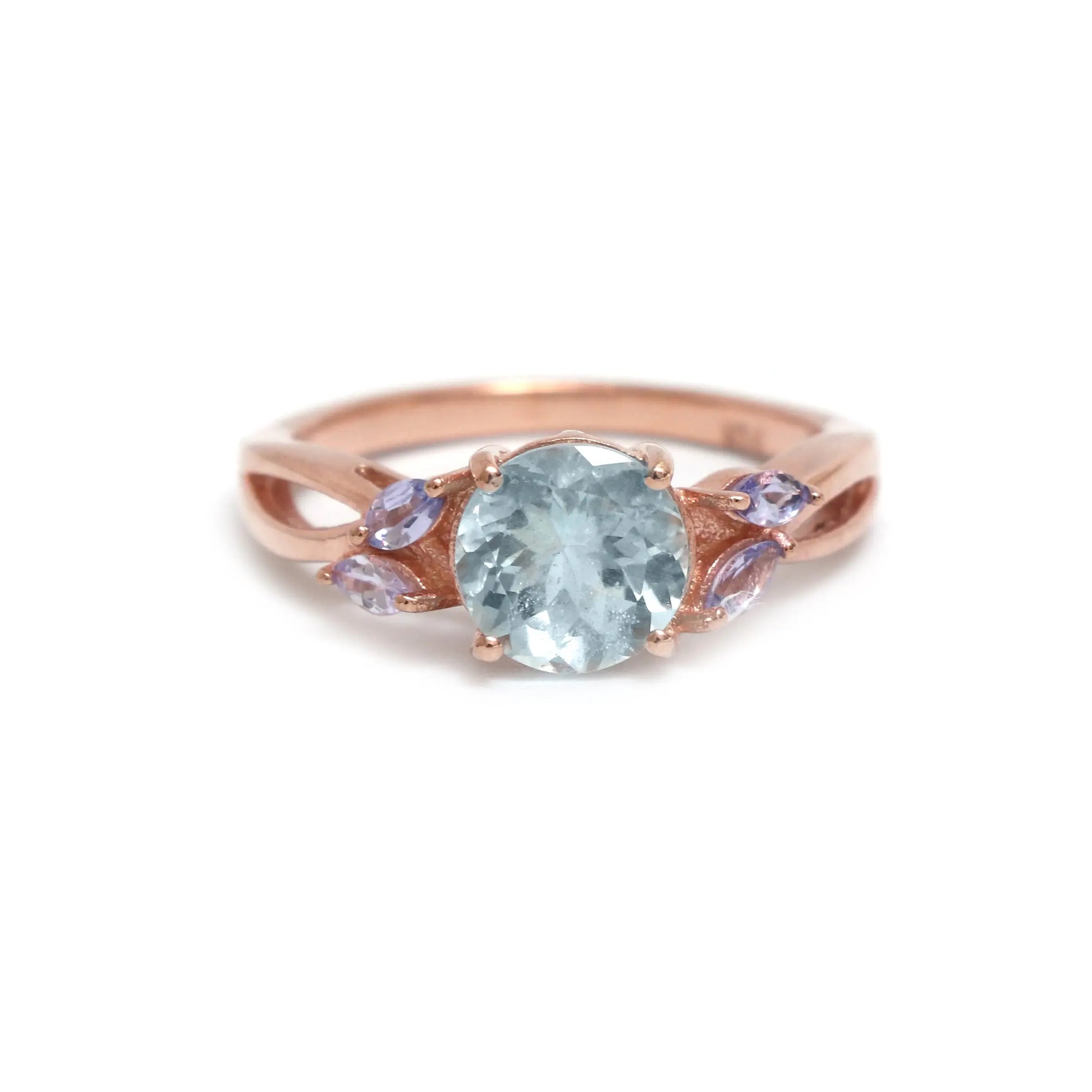 Natural Aquamarine & Tanzanite Ring, Silver Aquamarine Ring-631 PILWALS