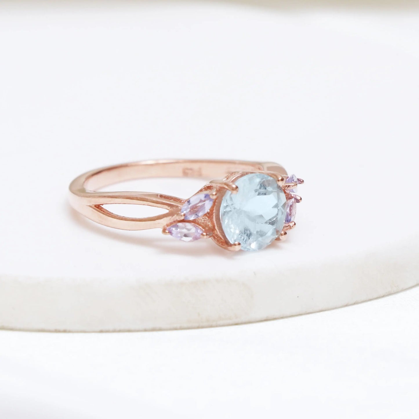 Natural Aquamarine & Tanzanite Ring, Silver Aquamarine Ring-631 PILWALS