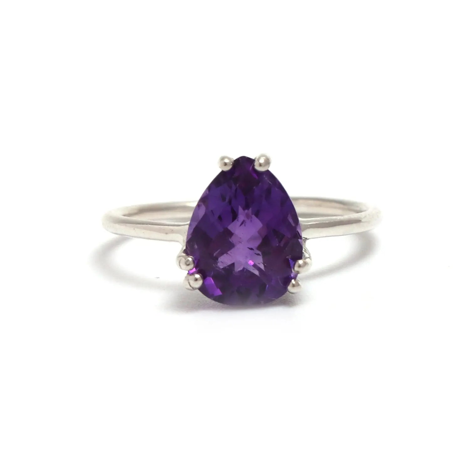 Design Amethyst Solitaire Ring, Amethyst Birthstone Ring-712 PILWALS