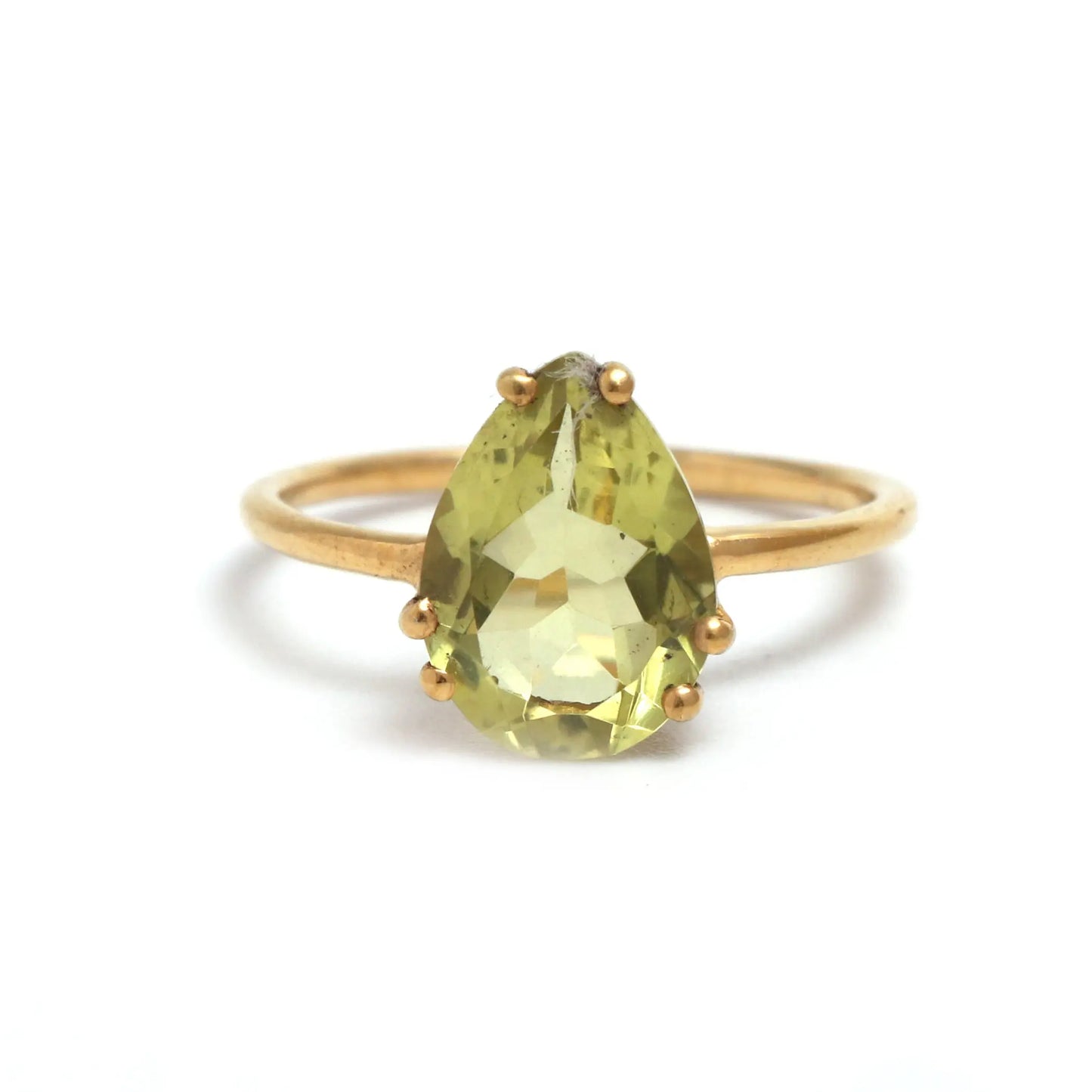 Unique Lemon Quartz Solitaire Ring, Natural Golden Vintage Ring-712 PILWALS