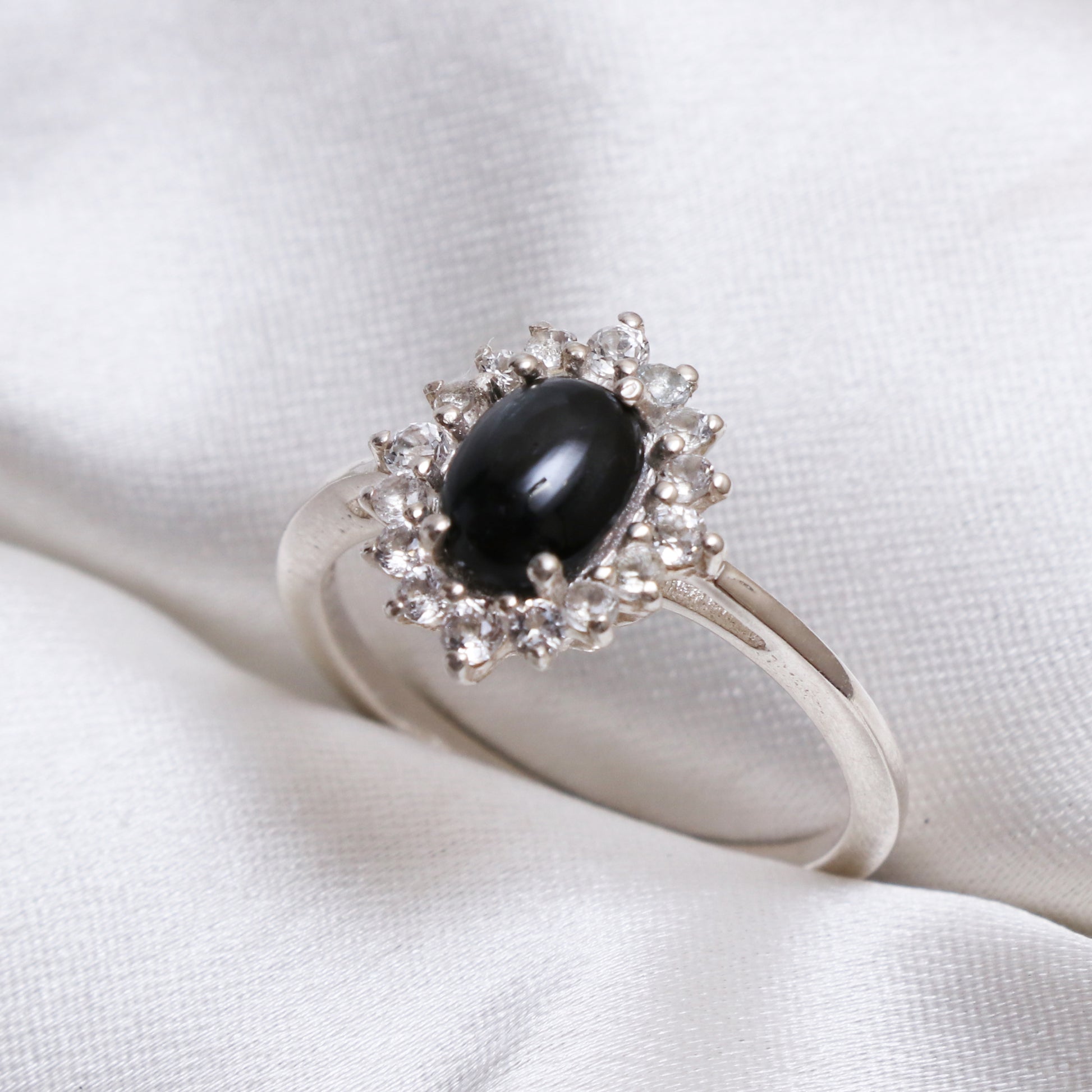 Black Spinel Gemstone Ring, Unique Design Cluster Ring-739 PILWALS