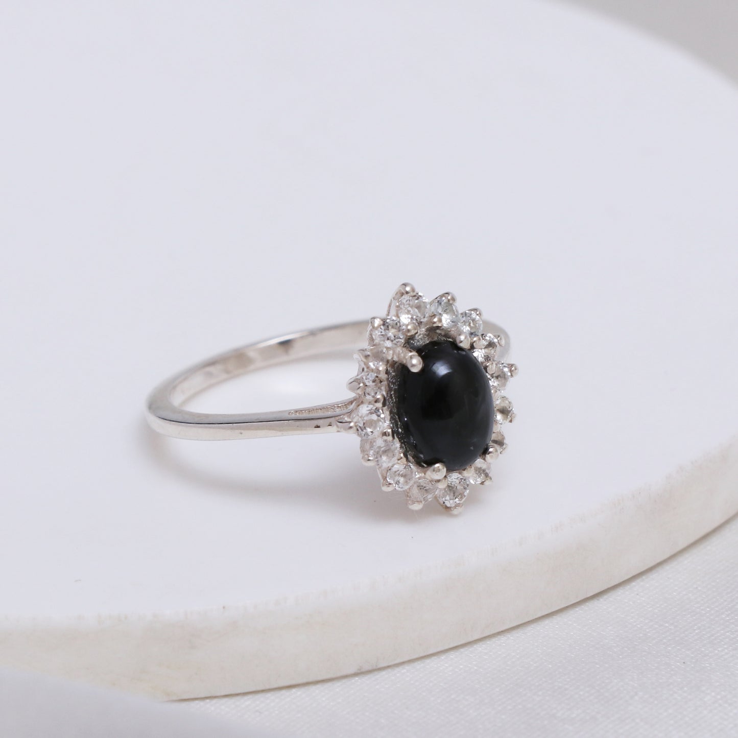 Black Spinel Gemstone Ring, Unique Design Cluster Ring-739 PILWALS