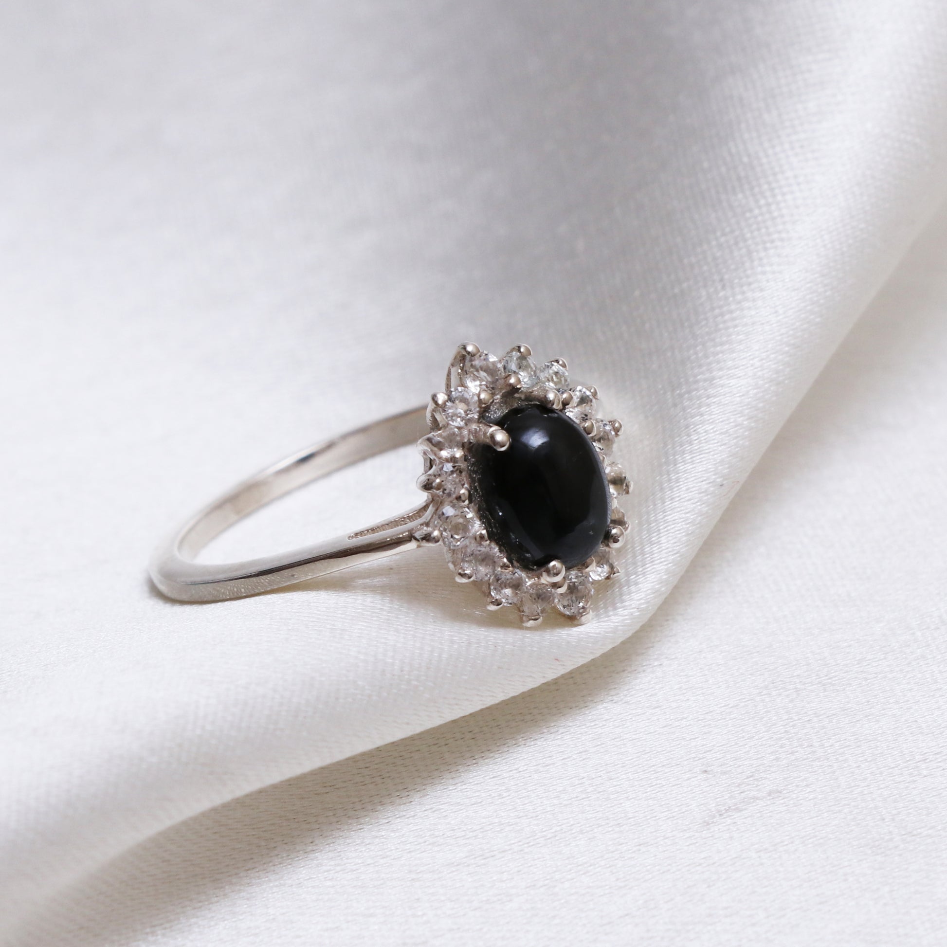 Black Spinel Gemstone Ring, Unique Design Cluster Ring-739 PILWALS