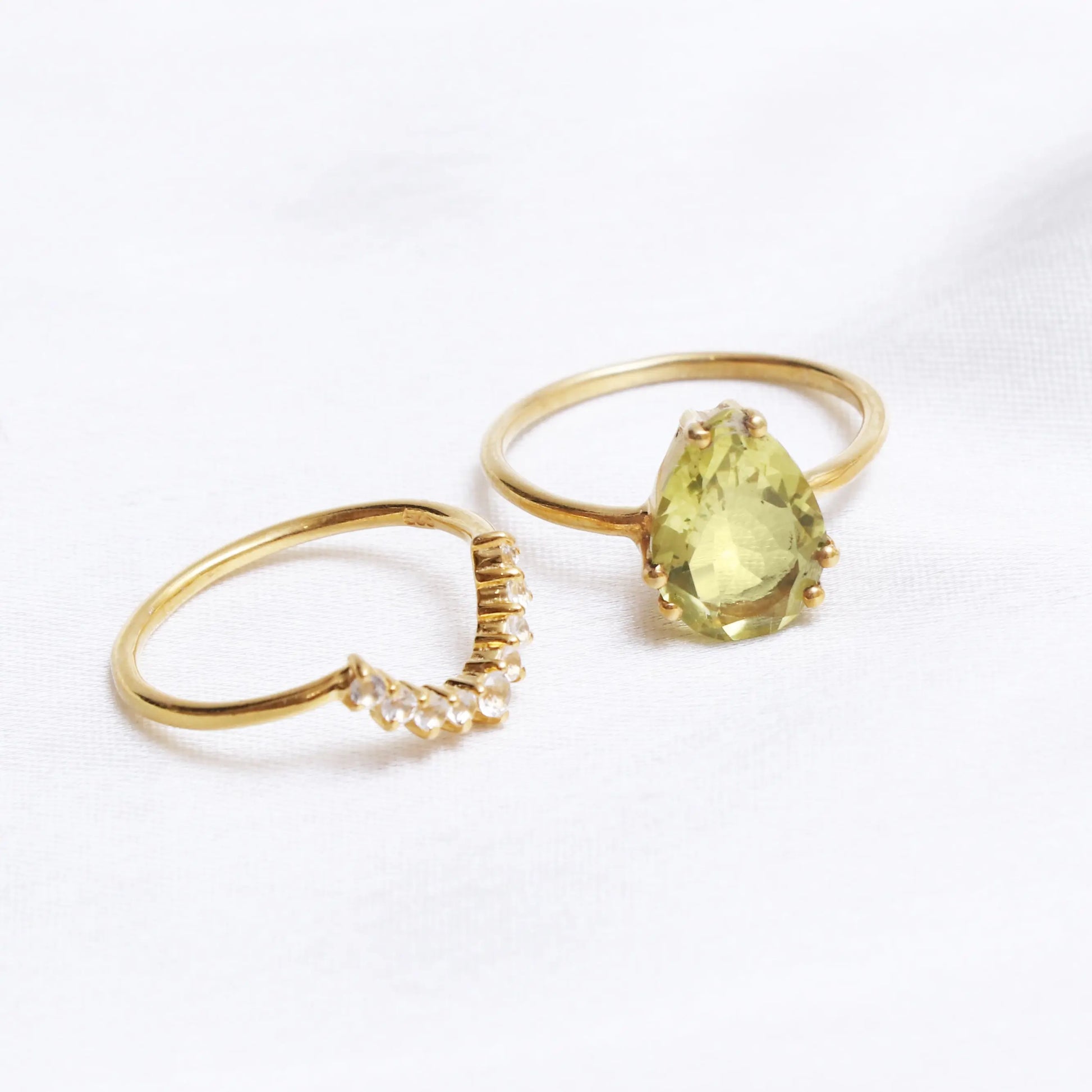 Unique Lemon Quartz Solitaire Ring, Natural Golden Vintage Ring-712 PILWALS