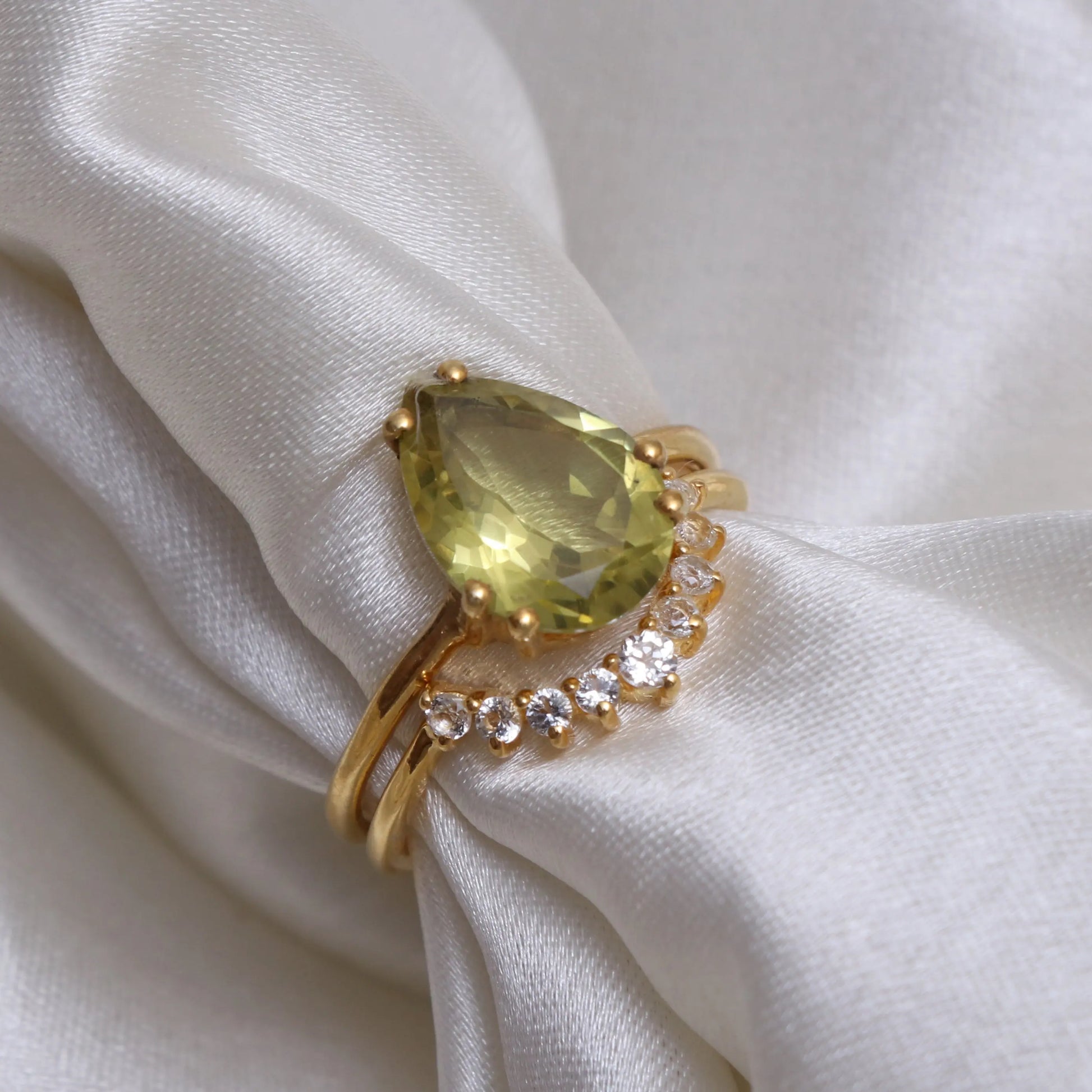 Unique Lemon Quartz Solitaire Ring, Natural Golden Vintage Ring-712 PILWALS