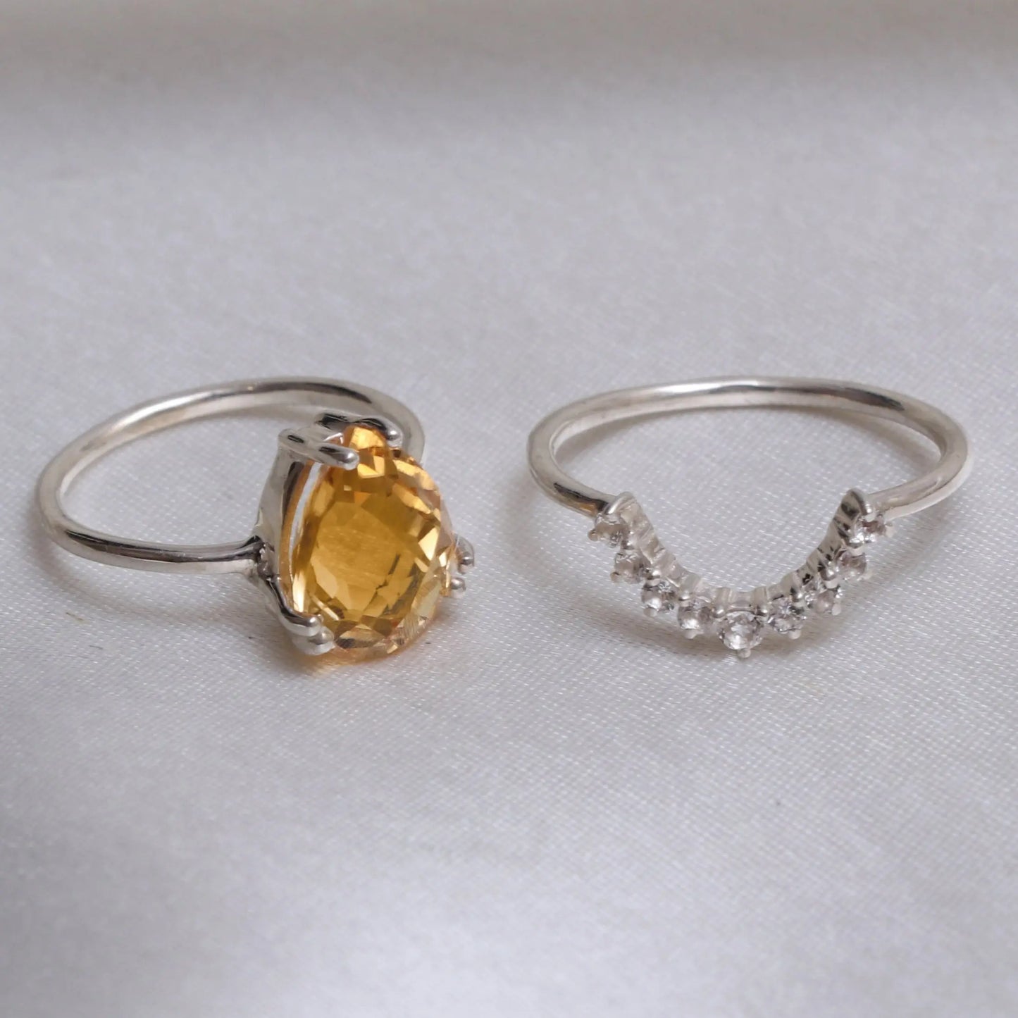 Stunning Gold Citrine Solitaire Ring-Unique Faceted Checker Cut Citrine Ring-712 PILWALS