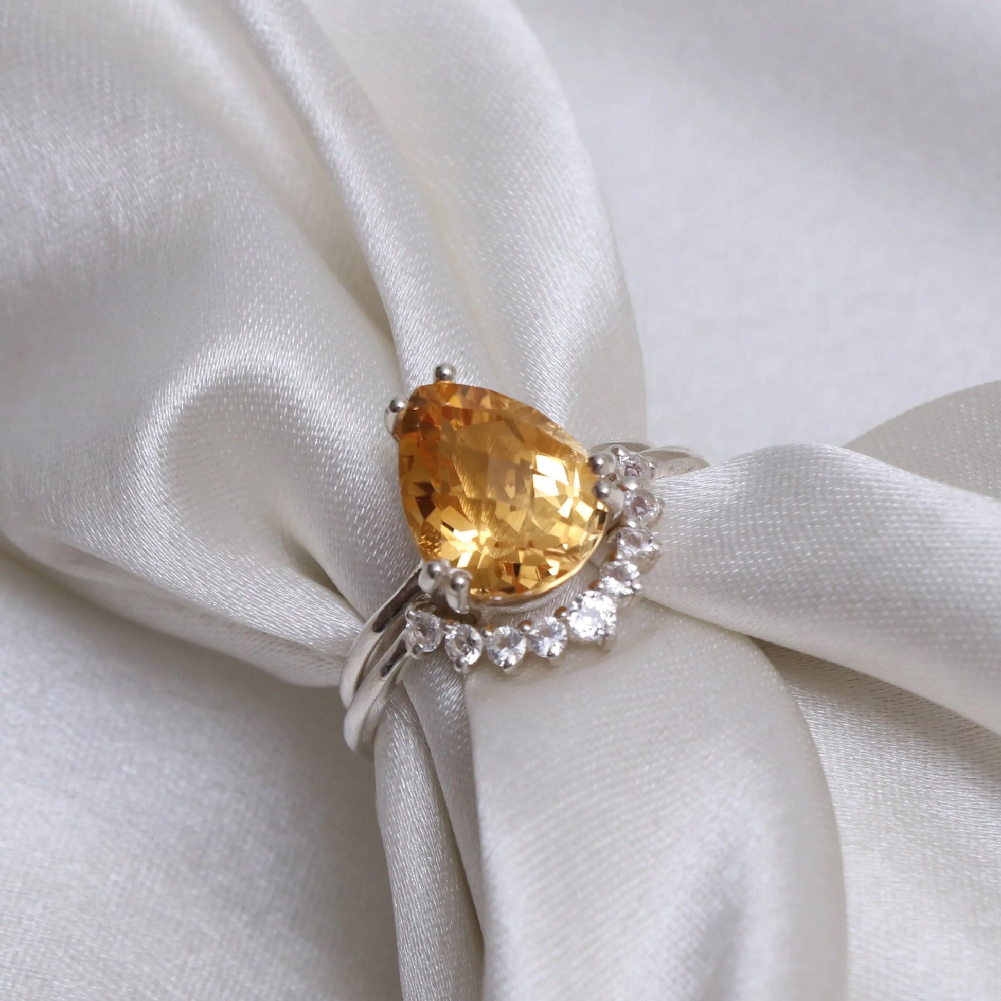 Stunning Gold Citrine Solitaire Ring-Unique Faceted Checker Cut Citrine Ring-712 PILWALS