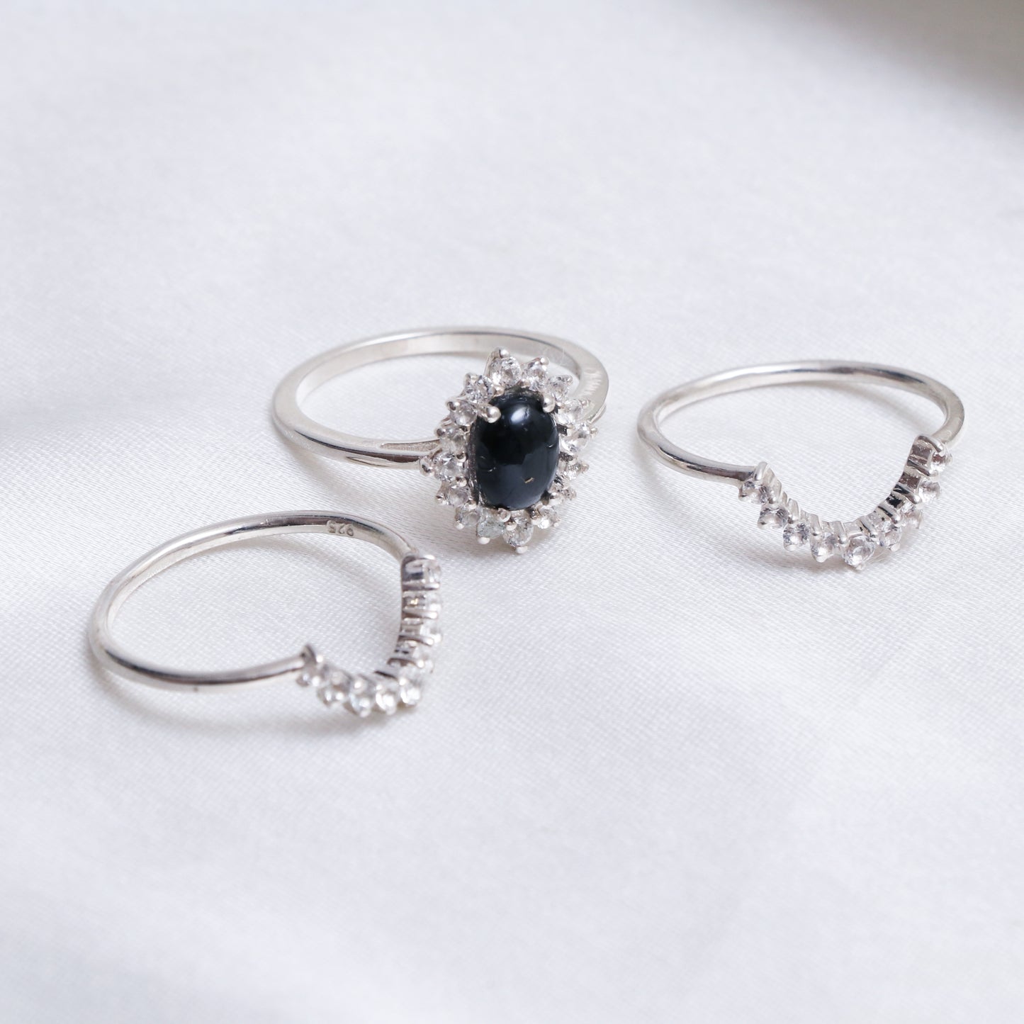 Black Spinel Gemstone Ring, Unique Design Cluster Ring-739 PILWALS